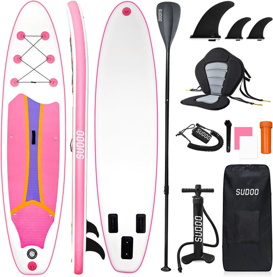 Inflatable Stand Up Paddle Board 10‘x30‘‘- Ultra-Light SUP with Backpack, Pump, Paddle, Coil Leash, 3 Fins, Repair Kit, Stable Design, Non-Slip EVA Deck for Adults & Youth