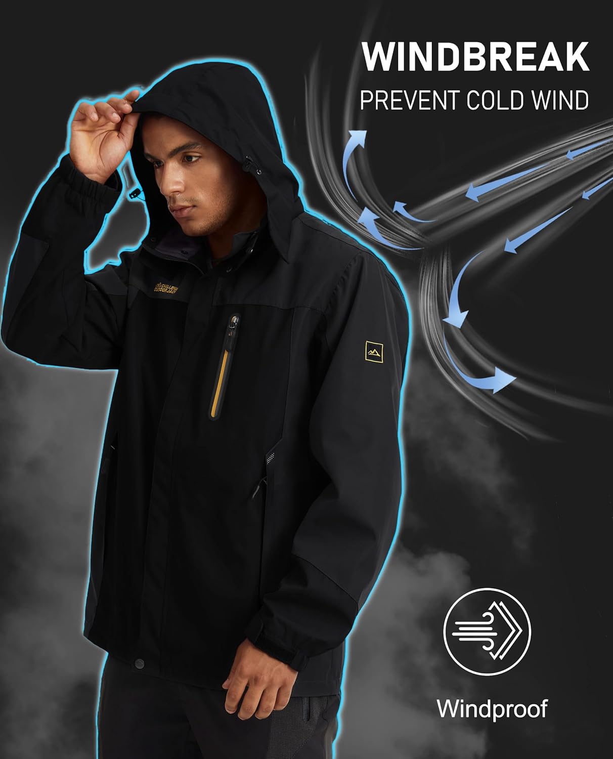 MAGCOMSEN Men's Hooded Windproof Water Resistant Rain Jacket Windbreaker 5 Pockets for Hiking,Fishing,Travel