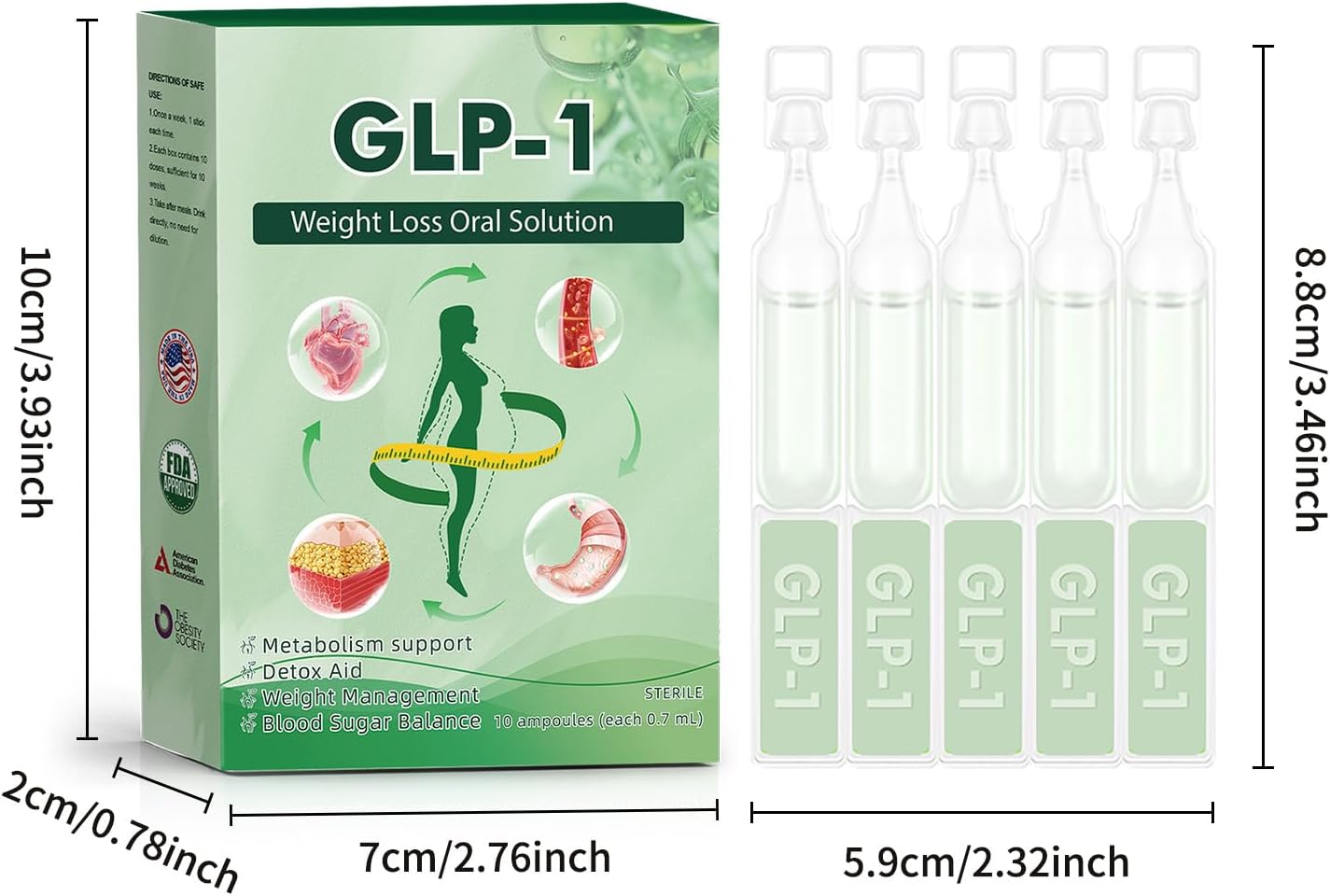 New GLP-1 Supplement Oral Solution, Advanced Diet Drops for Women and Men - Fast and Easy to Use (10 Packs - 1 Box)
