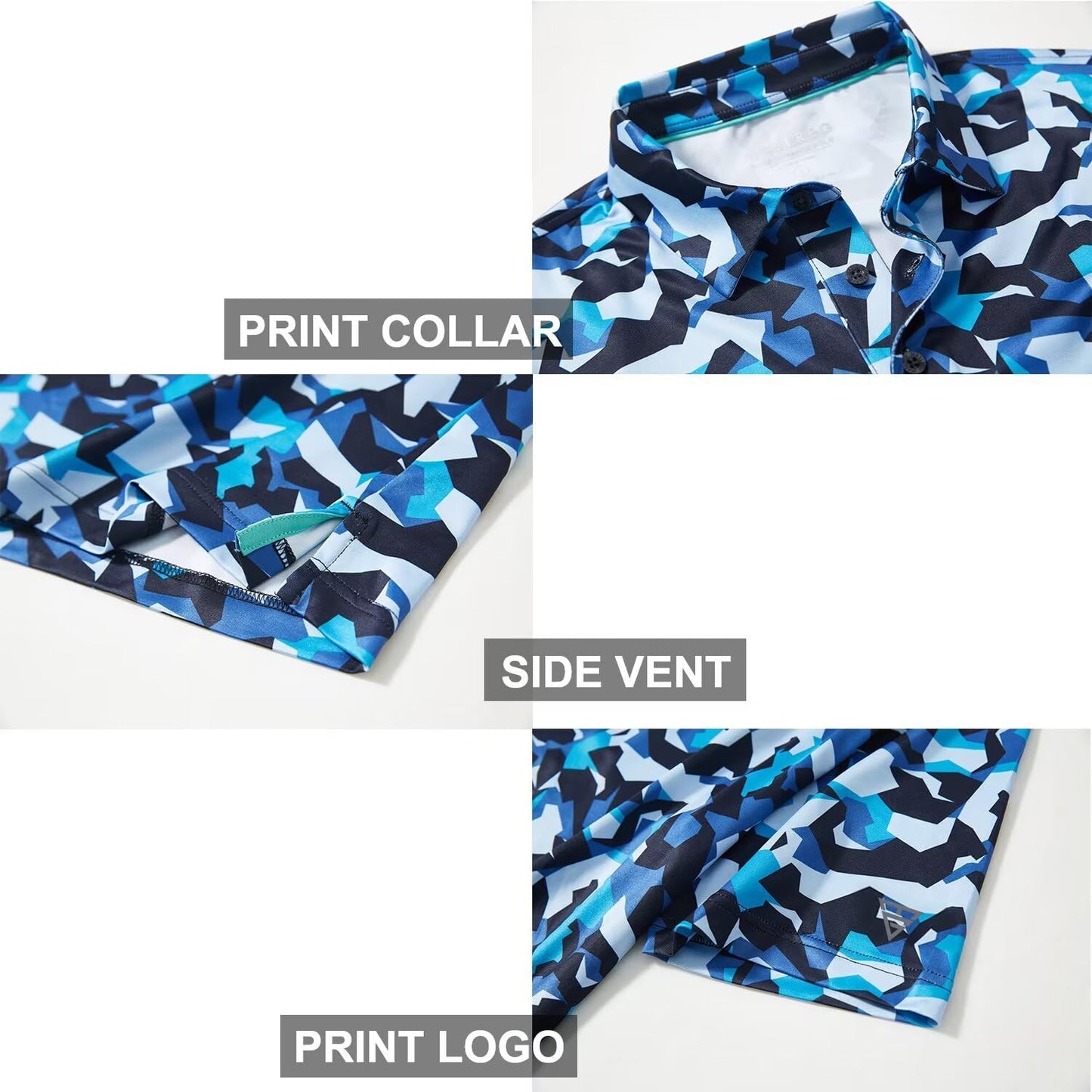 Men's Golf Polo Shirts Short Sleeve Striped Performance Moisture Wicking Dry Fit Golf Shirts for Men