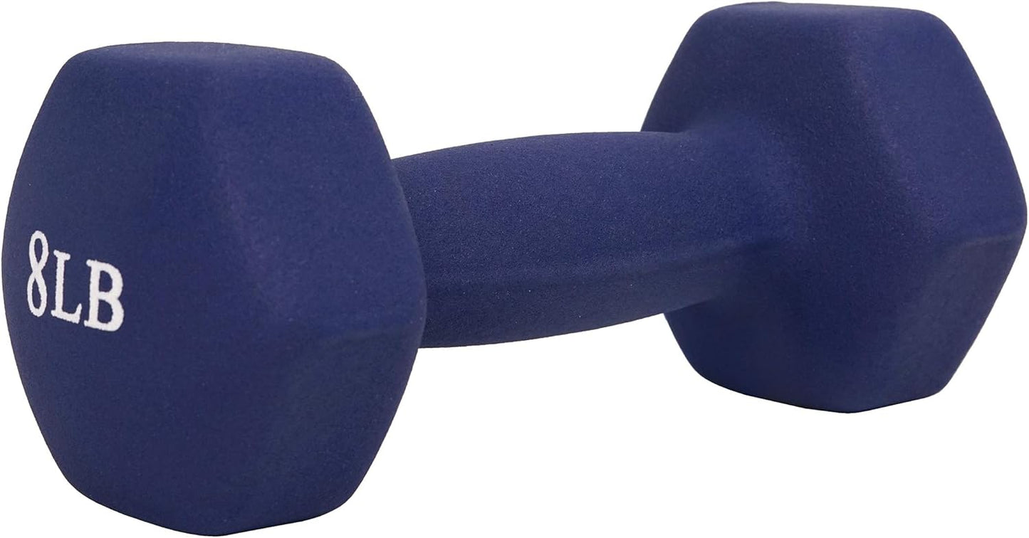Sunny Health & Fitness Neoprene Coated Hex Shaped Dumbbell Non-Slip Fitness Weights for Home Gym Exercise, Full Body Workout Strength Building, Weight Loss, Sold in Pairs - Sizes - 2LB, 5LB, 8LB, 10LB