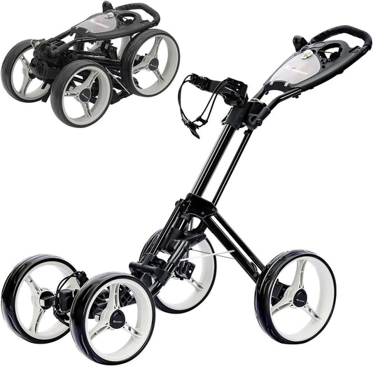 Golf Push Cart Series: 2-Wheel, 3-Wheel, 4-Wheel & 360° Swivel Front Wheel