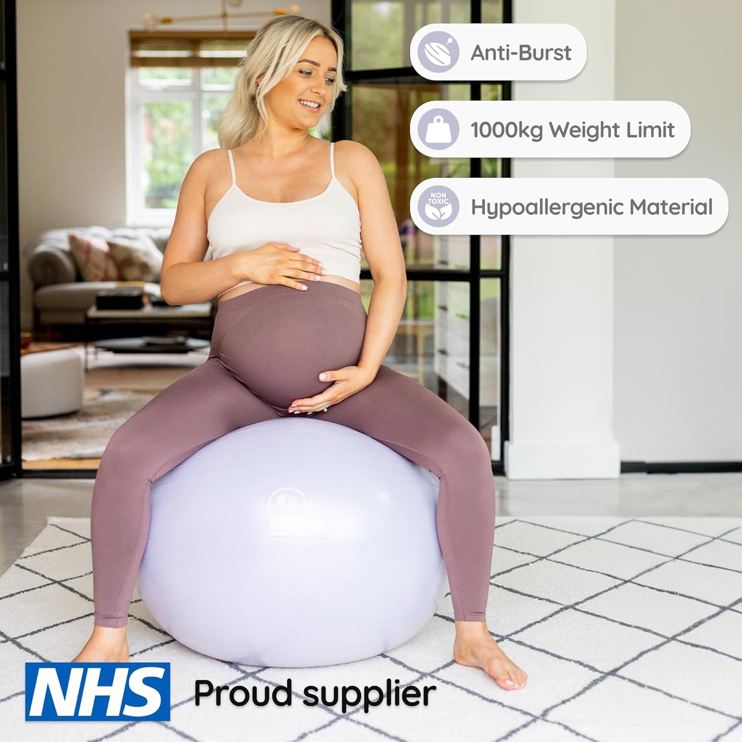 BABYGO® Birthing Ball for Pregnancy & Labor + Our Award Winning Book - Exercise, Birth & Recovery Plan, 5X Stronger Than a Yoga Ball with Eco Friendly Material