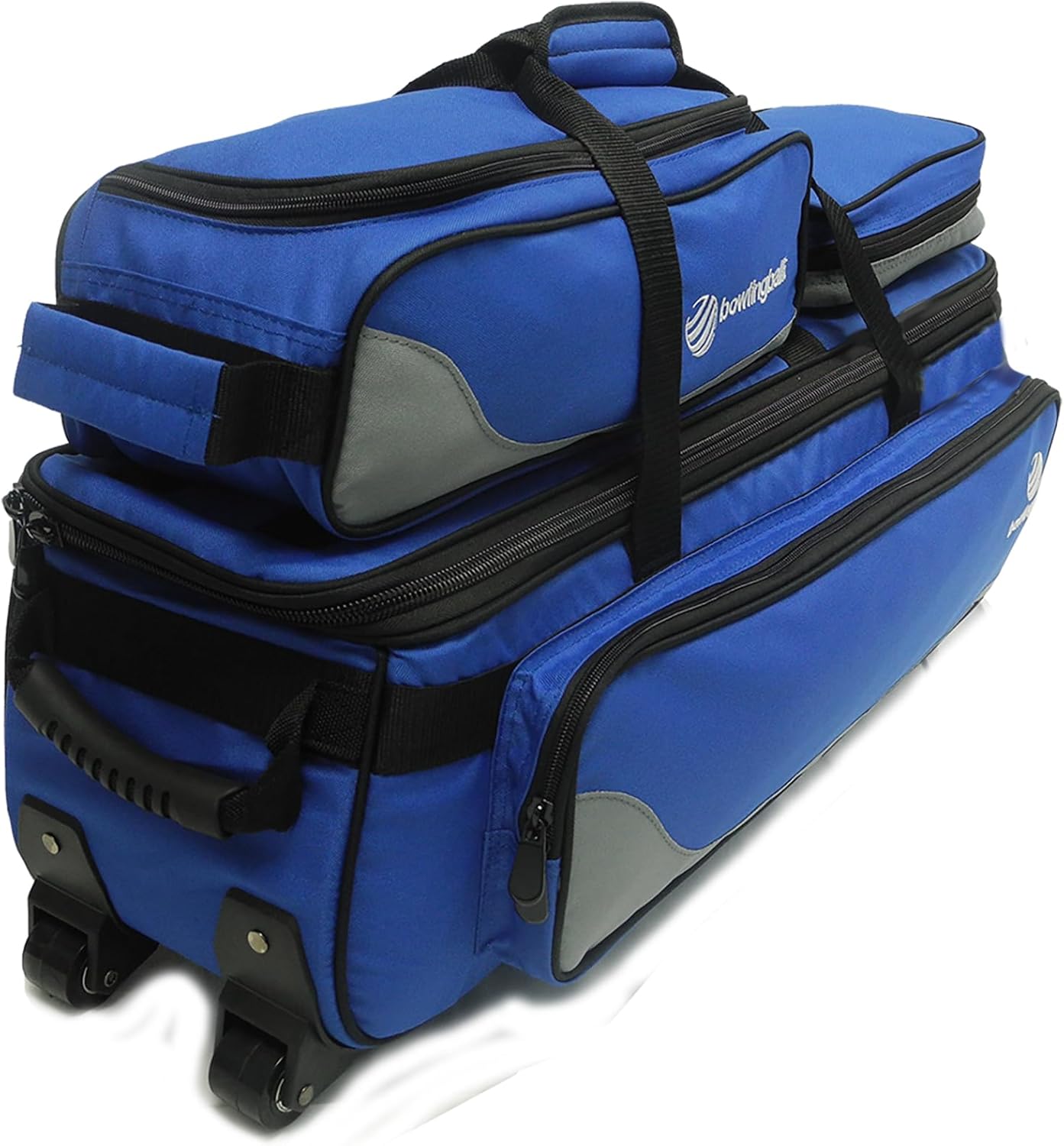 Pyramid Path Triple Tote Roller Plus Bowling Bag with Detachable Shoe Bag (Fits US Mens Size 15), Accessory and Side Pocket, Lightweight Travel Design