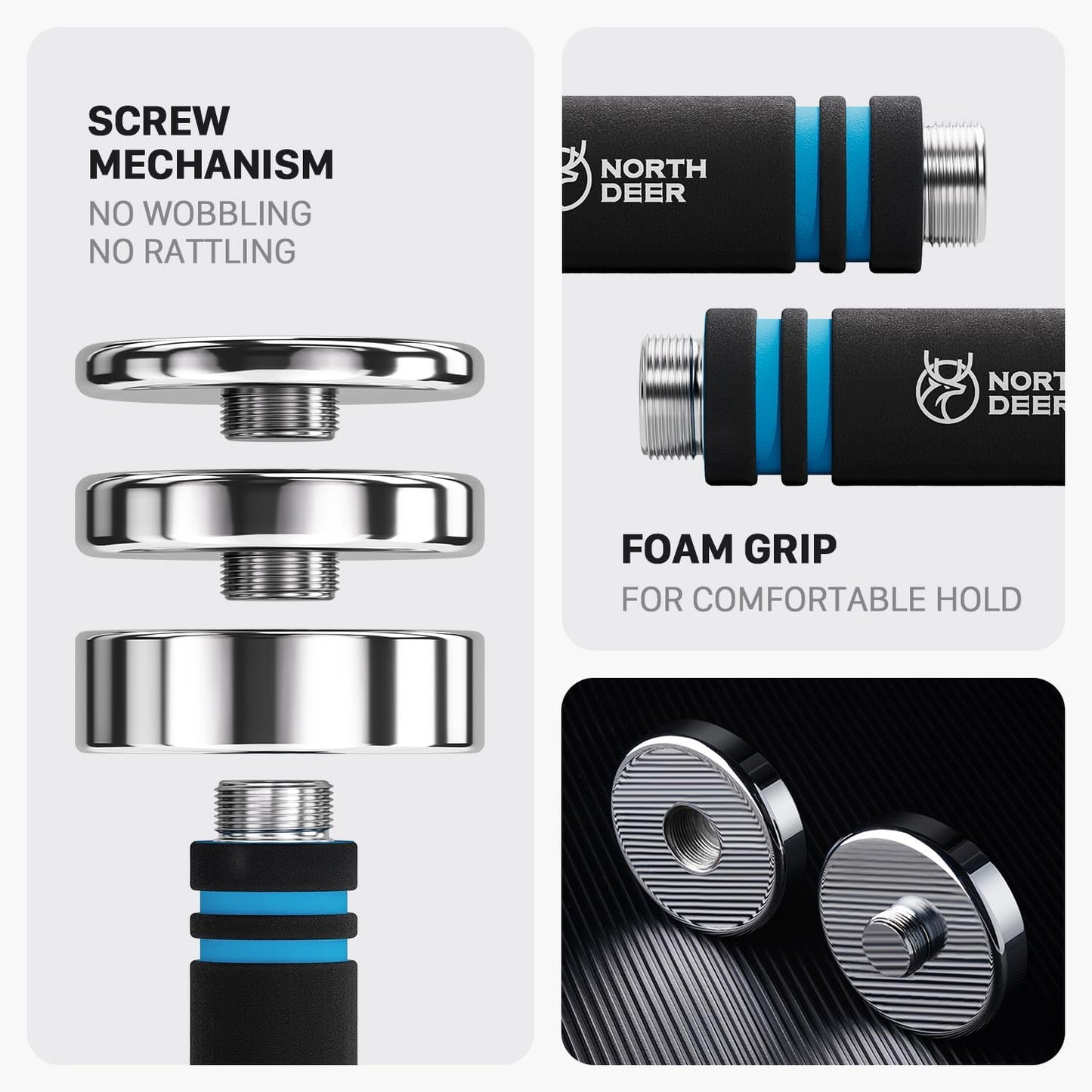 Northdeer Steel Dumbbells Ultracompact & Adjustable Chrome Dumbbell with Foam Handles 5lb 10lb 15lb 20lb 30lb 50lb Home Gym Workout (Choice of Size)