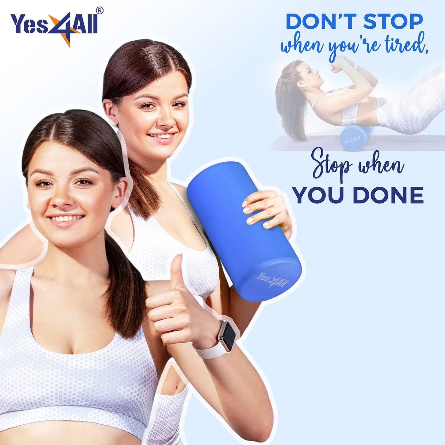 Yes4All EVA Firm Foam Roller for Back - Round Back Roller for Exercise, Yoga & Pilates 12/18/24/36 inch