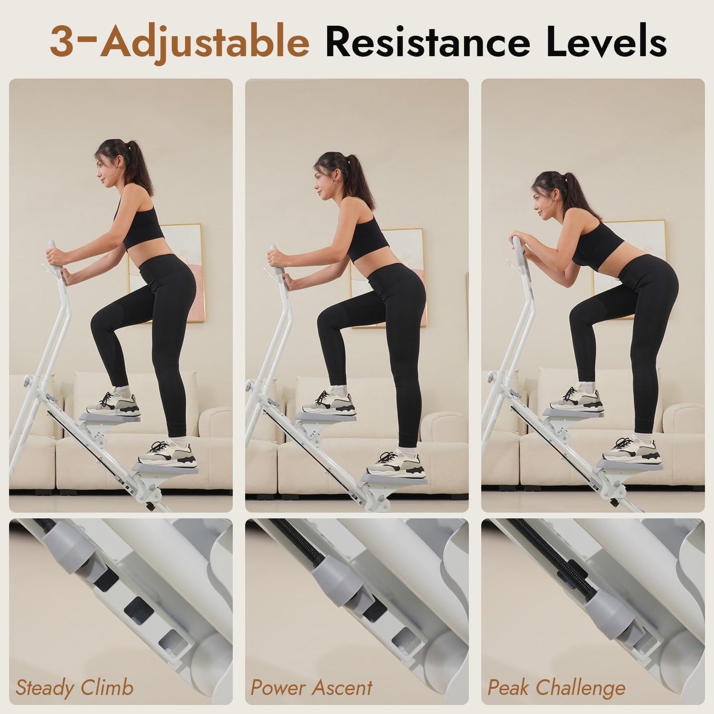 Stair Stepper with Adjustable Resistance - Stair Climber for Home Gym, Folding Cardio Machine with Extended Step Range, Adjustable Handlebar & Pedals, Tablet Holder by MACYO