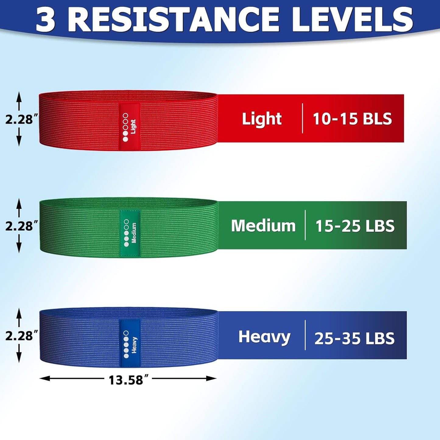 Resistance Bands for Working Out - Exercise Bands Set with Workout Guide - Fabric Elastic Bands for Physical Therapy - Fitness Bands Ideal for Legs Hip Glute