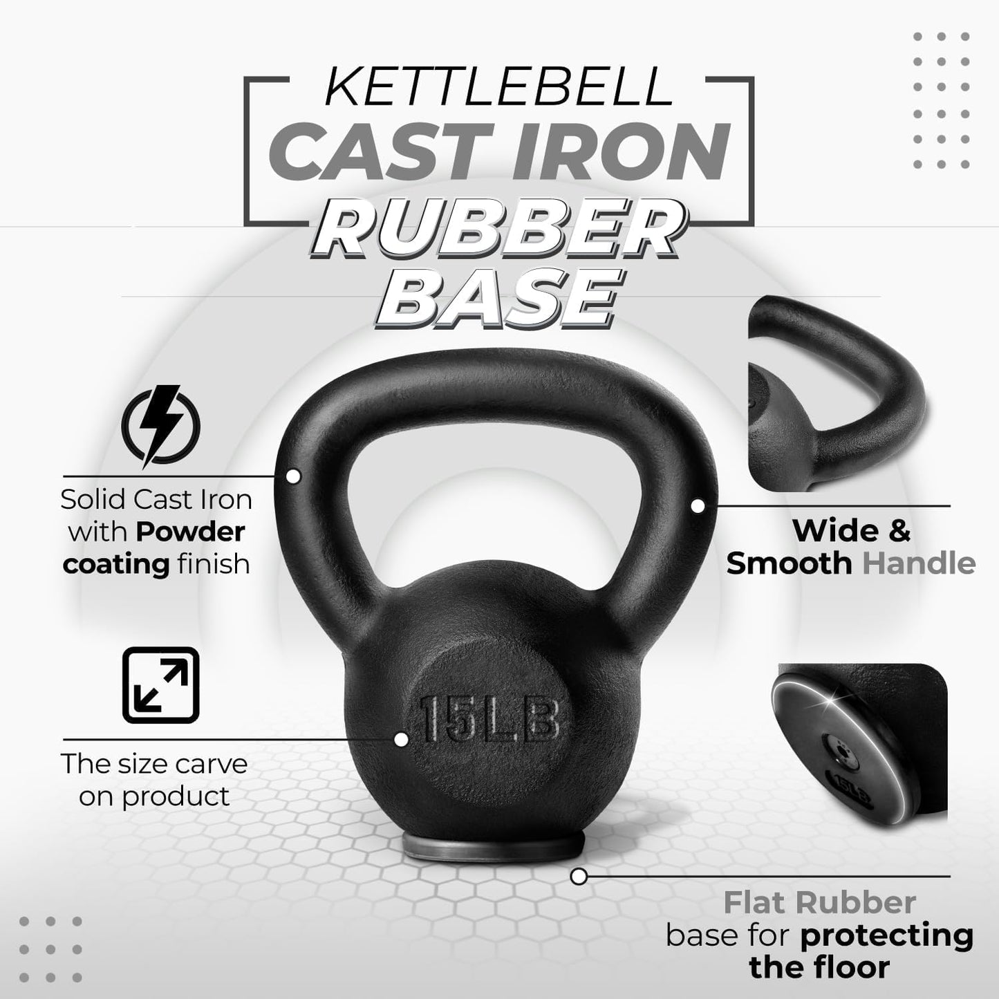 Yes4All 5-80 lbs Cast Iron Kettlebell for Dumbbell Weights Exercises, Gym, Full Body Home Workout Equipment, Push up, Grip and Strength Training