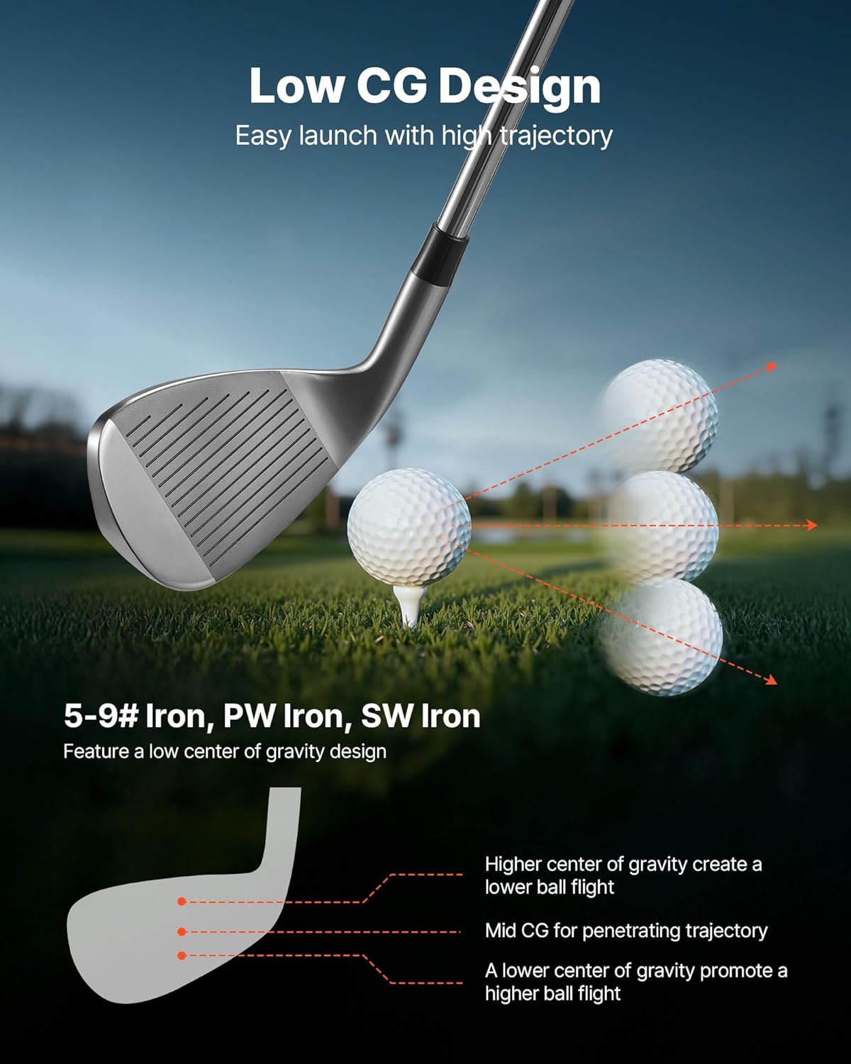 VEVOR Golf Club Set, 12 Pieces Golf Club Complete Set Right Handed with 460CC #1 Driver, #3 & 5 Fairway Wood, #4 Hybrid, #5/#6/#7/#8/#9/#PW/#SW Irons, L-Shaped Putter, Golf Stand Bag