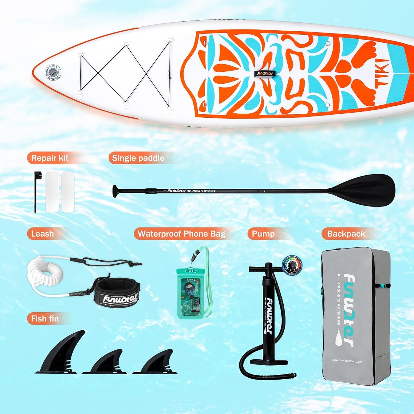 FunWater Inflatable Ultra-Light Stand Up Paddle Board for All Skill Levels with Premium SUP Paddleboard Accessories,Non-Slip Comfort Deck for Youth & Adults