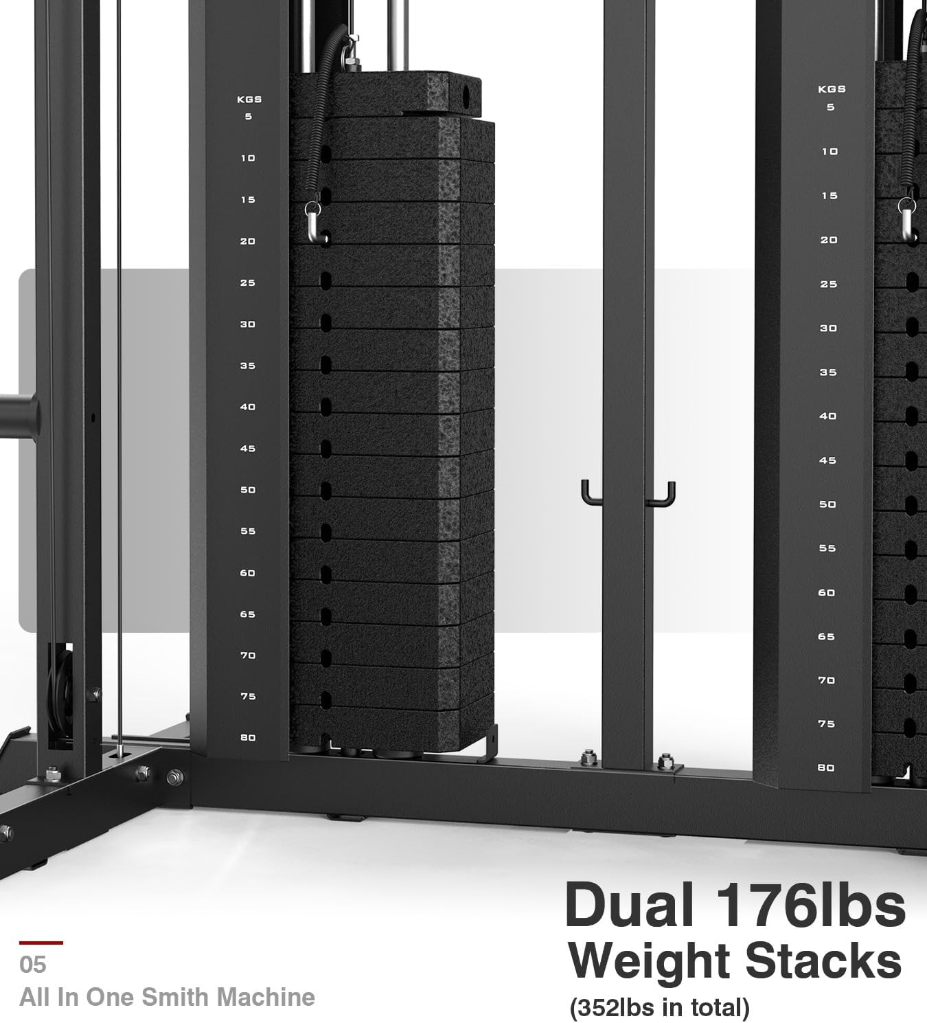 DONOW Smith Machine with Weight Stacks Power Cage Squat Rack Dual Cable Crossover Machine Home Gym Systems Station LAT Pull Down