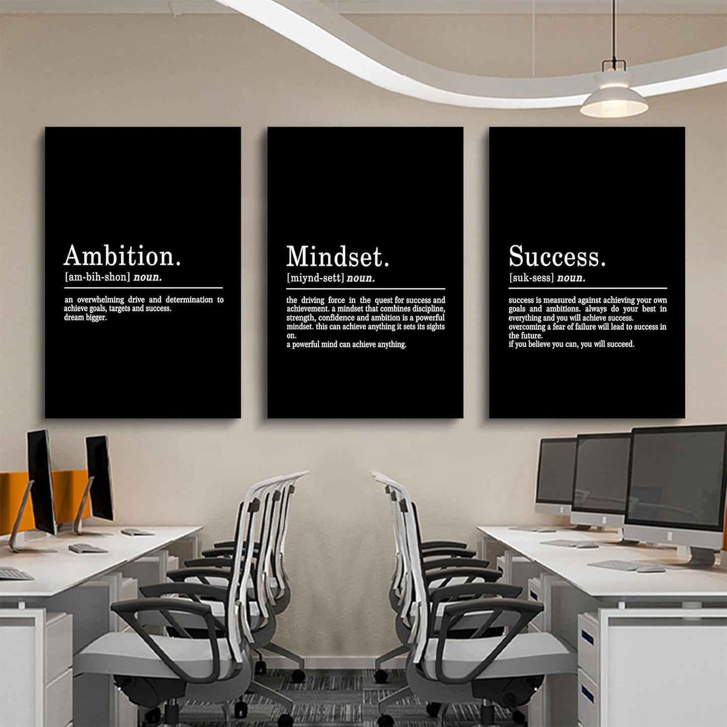 Inspirational Canvas Painting Wall Art -EPHANY ART - Mindset Quotes Prints, Motivational Wall Art Success Framed Entrepreneur Poster Positive Quotes Wall Poster for Home Office Workplace (M-3pcs,24x36inchx3pcs)