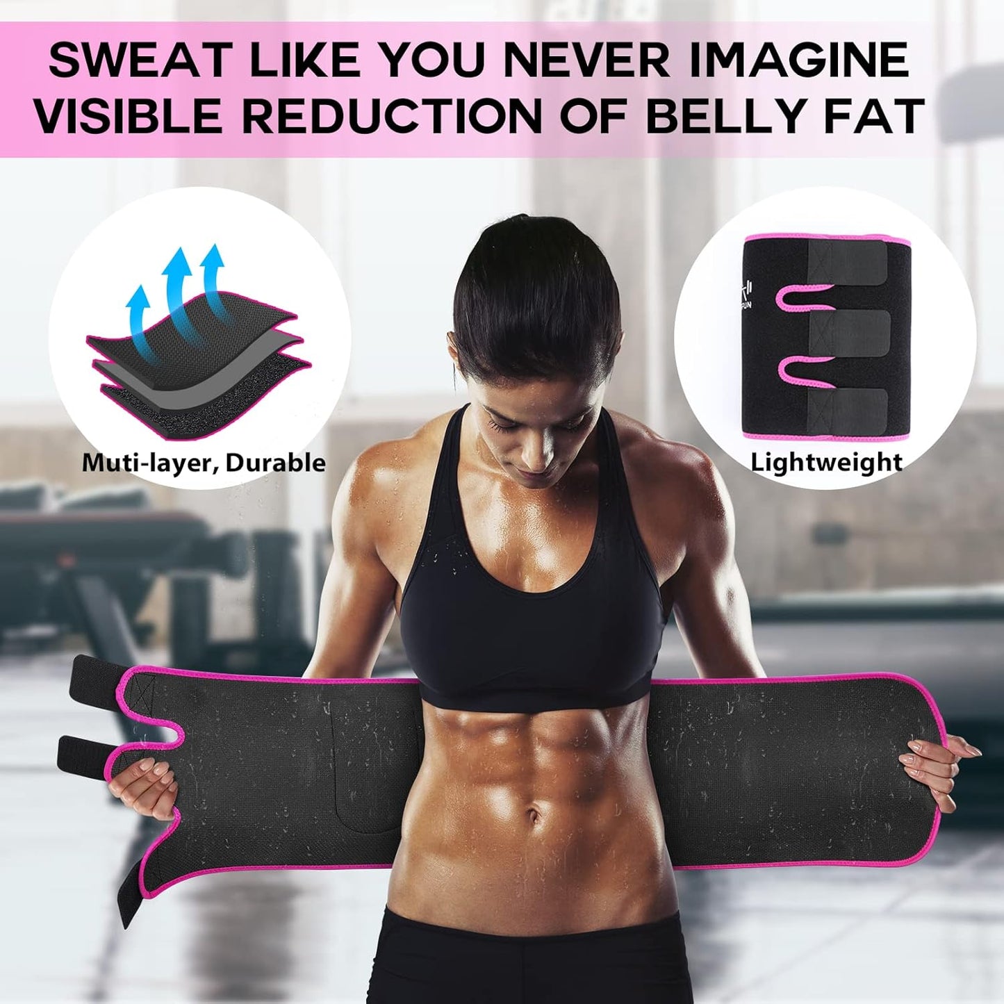 Waist Trimmer Belt Men Sweat Band Stomach Wrap, Waist Trainer for Women Workout