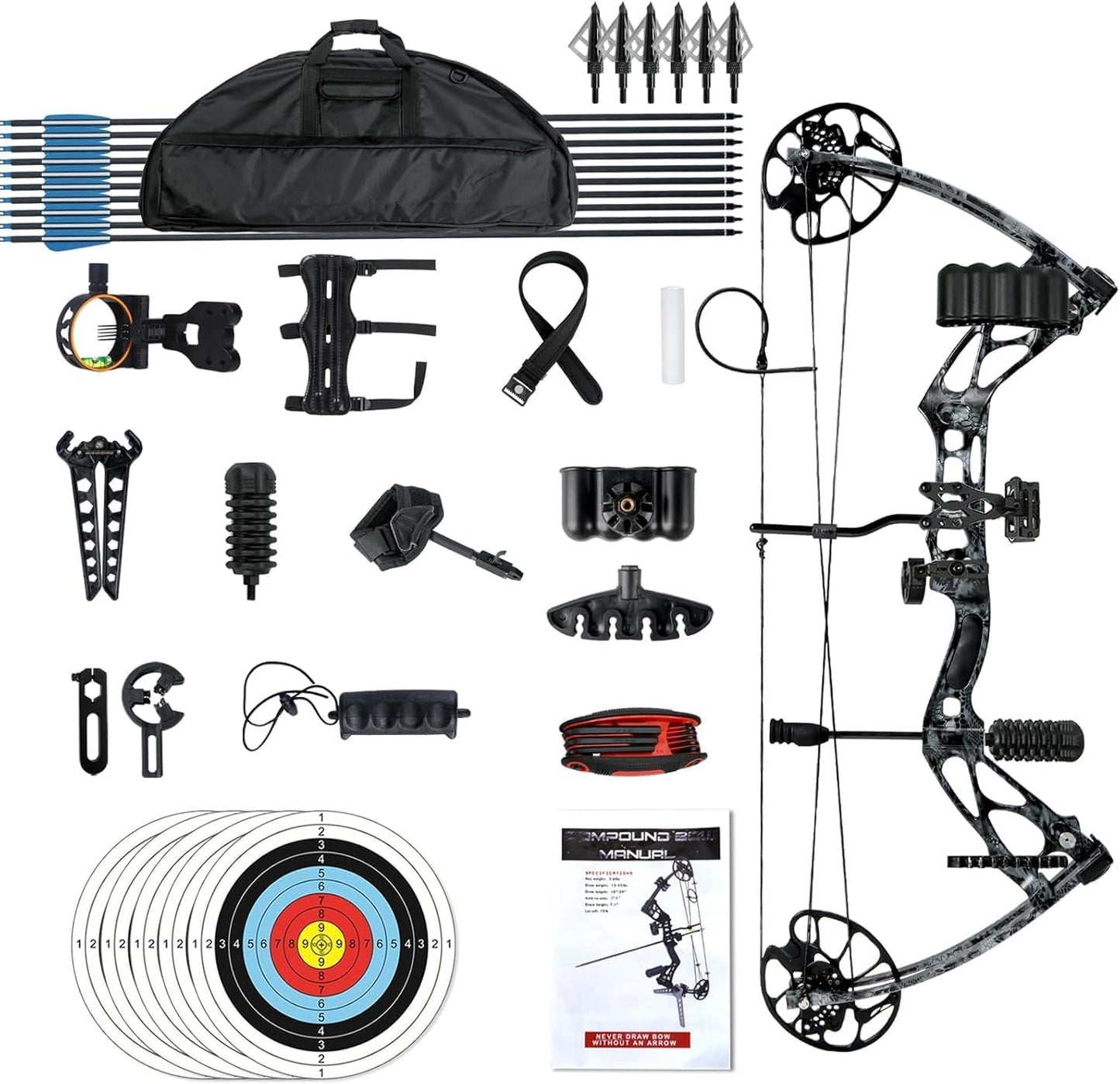 Compound Bows Draw Weight 30-70lbs Ready to Shoot, Bow and Arrow Set for Adults, Archery Set Come with All The Accessories