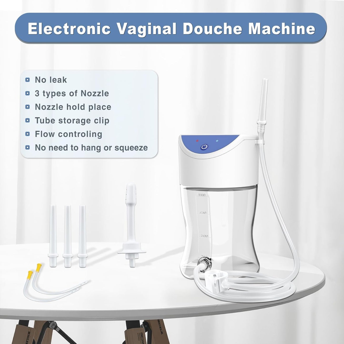 Electric Enema Bottle Set, TopQuaFocus Colon Cleanse Enema Kit for Women and Men, Feminine Care Douches with 3.96ft Silicone Hose, Automatic Organic Home Coffee Colonic Cleansing Enemas-BPA Free