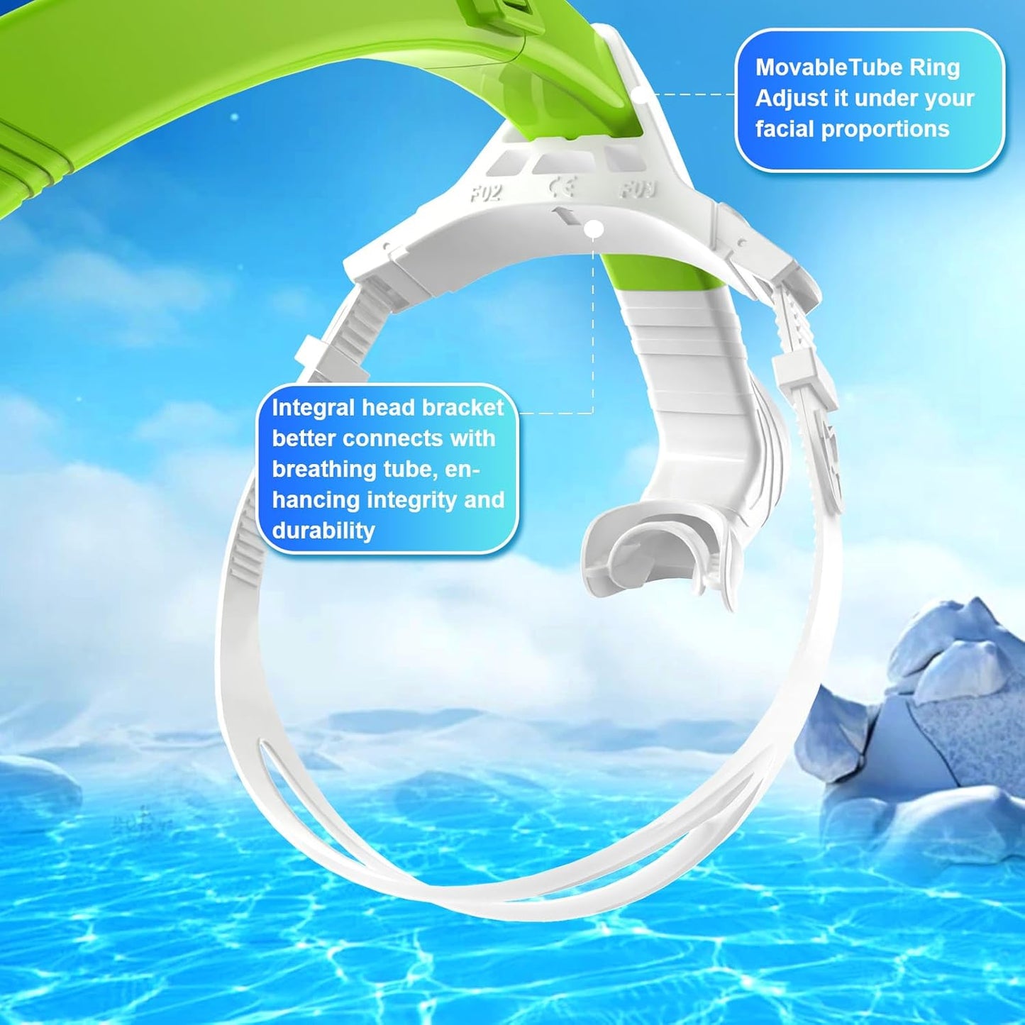 Greatever Detachable Portable Snorkel for Lap Swimming Unisex-Adult Silicone Adjustable Headband One Way Exhaust Valve