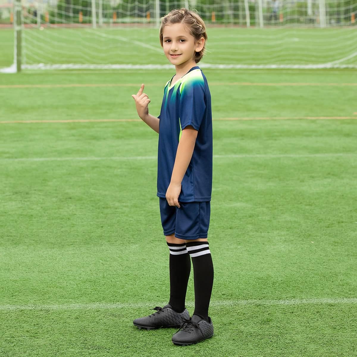 JABASIC Kids Outdoor Soccer Cleats Athletic Firm Ground Football Shoes