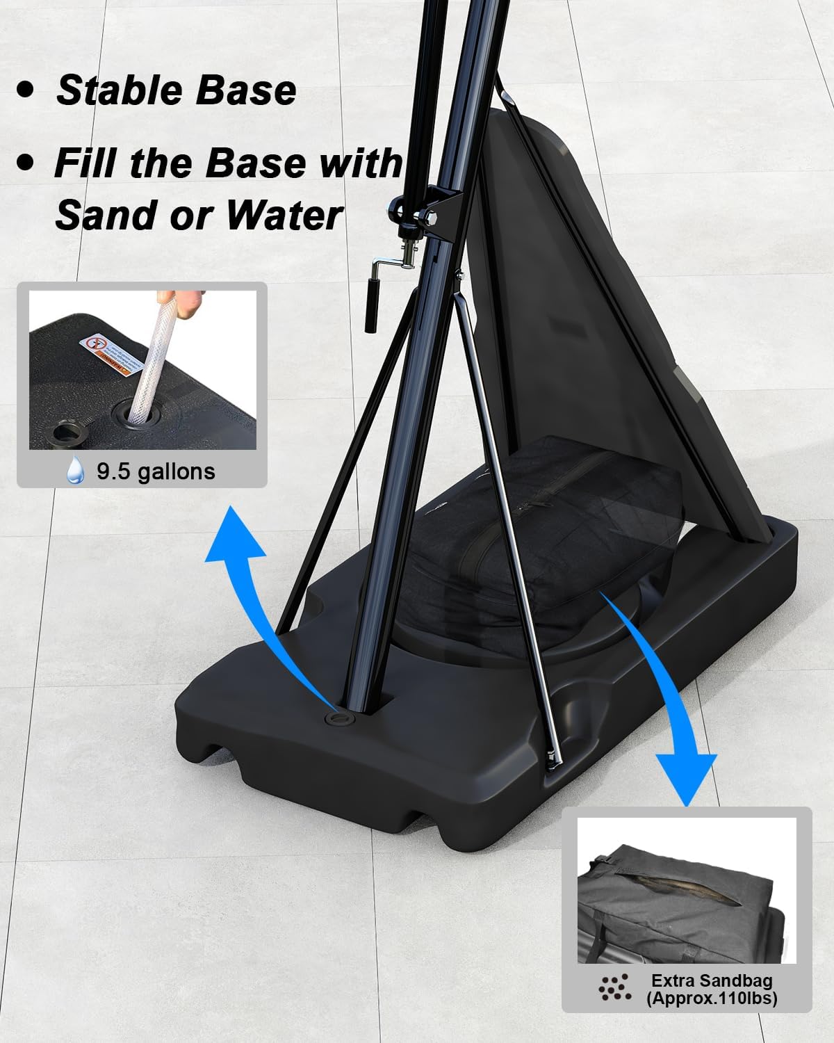 Basketball Hoop Outdoor with 44/54 Inch Shatterproof Backboard, 5.25-10FT Height Portable Basketball Hoop with Sandbag, Adjustable Basketball Goal System
