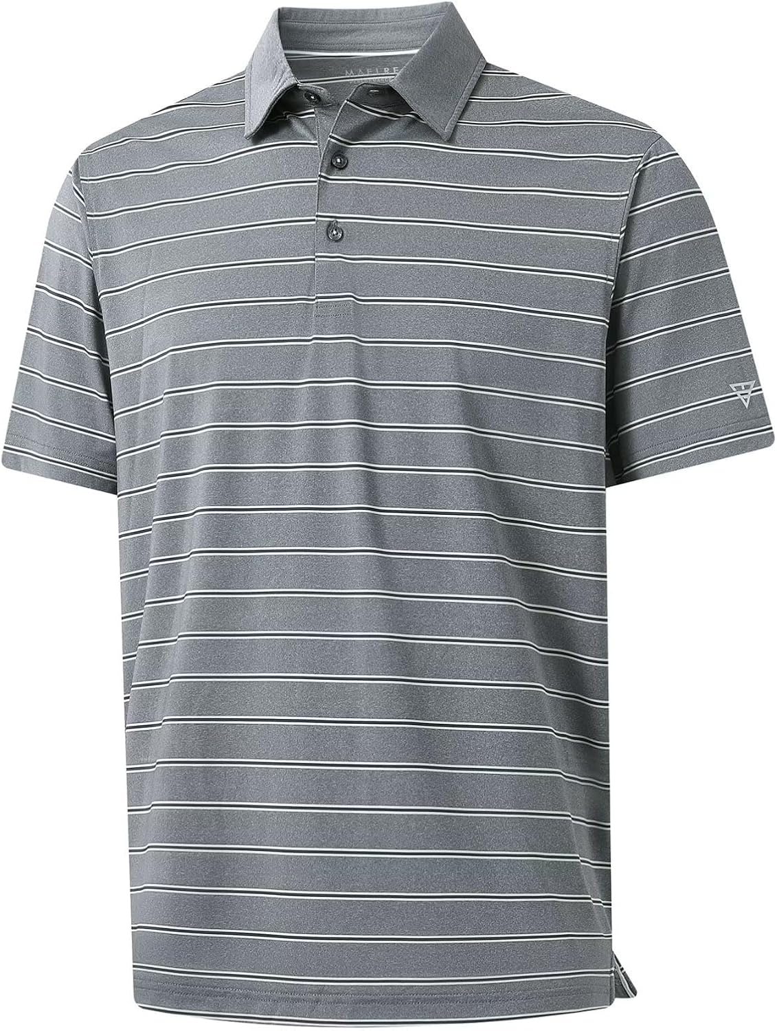 M MAELREG Golf Shirts for Men Moisture Wicking Striped Polo Performance Dry Fit Business Sports Mens Polo Shirts Short Sleeve