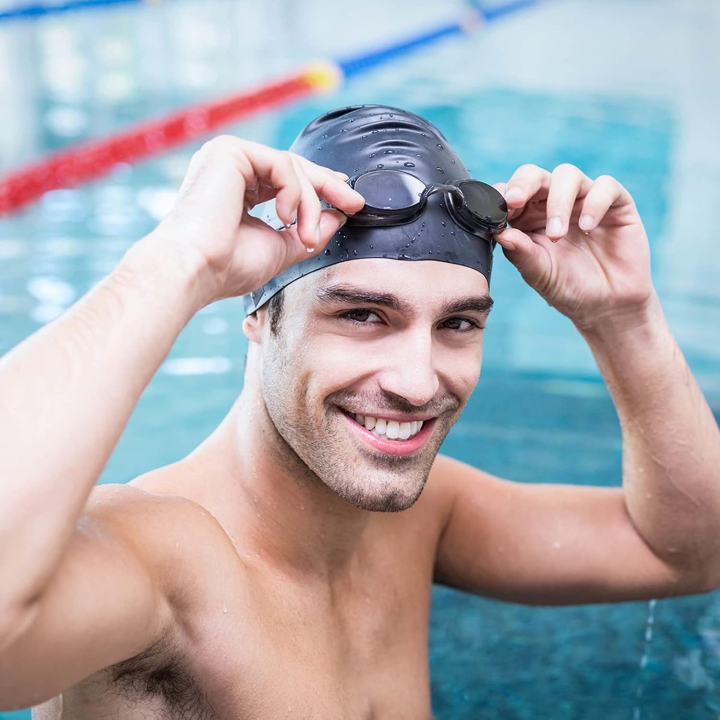 Syhood 6 Pieces Unisex Adult Silicone Swim Cap Waterproof Swimming Hat Non Slip Pool Hat Elastic Silicone Cap for Long and Short Hair