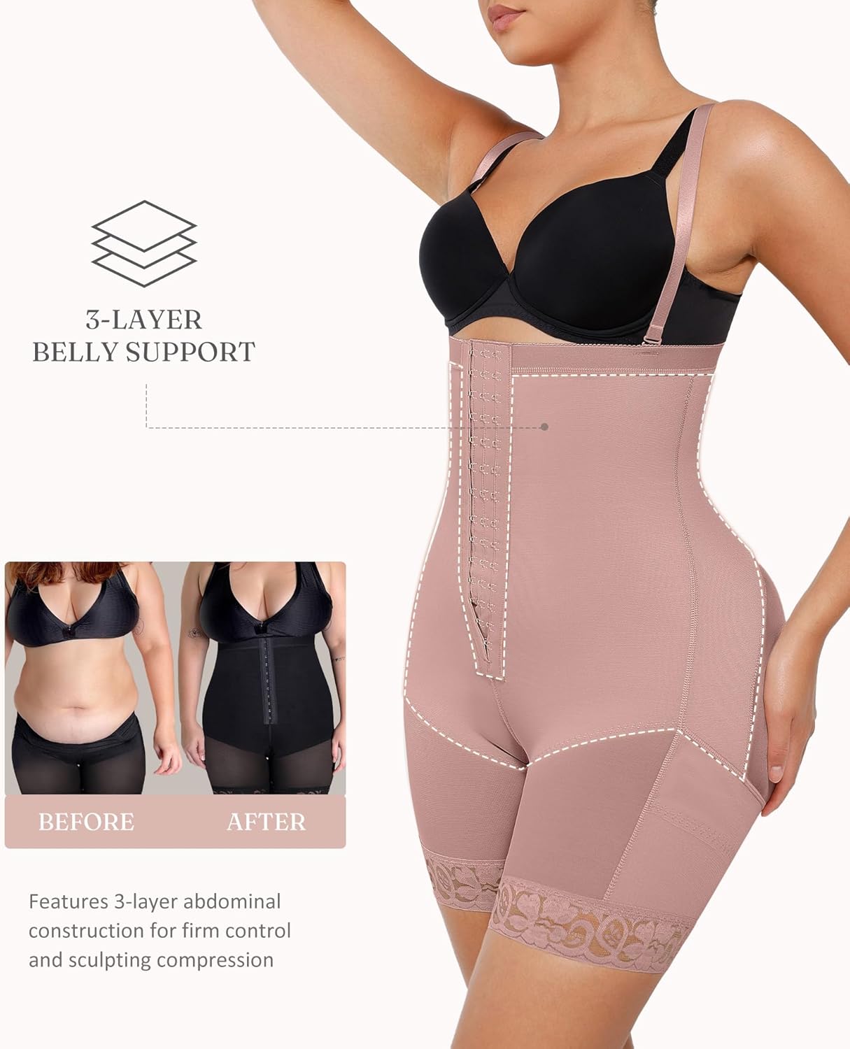 FeelinGirl Faja Body Shaper Tummy Control Shapewear for Women Butt Lifter Post Surgery Fajas Postparto Para Mujer