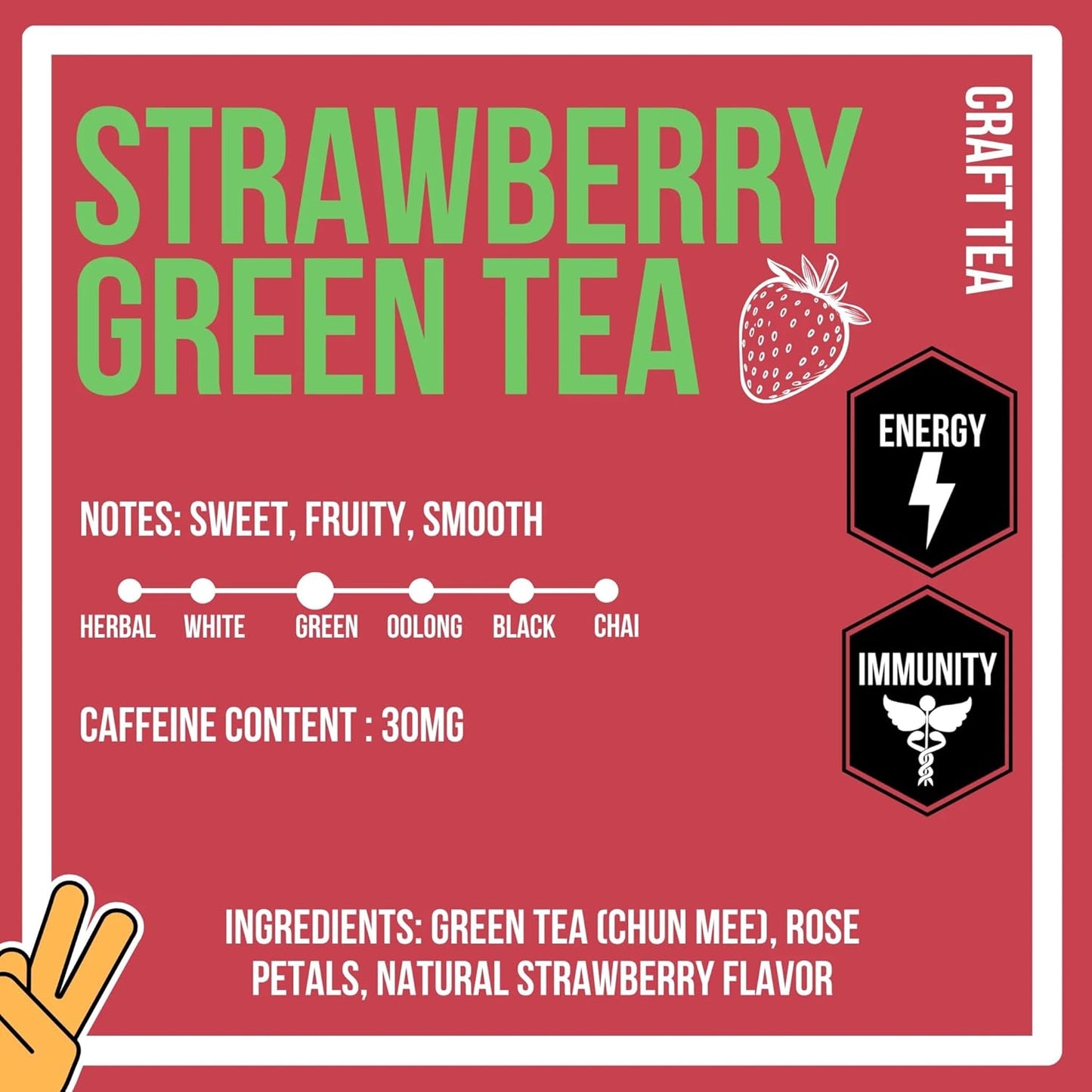 Revival Tea Company Strawberry Green Iced Tea - 1 Gallon Sachets - Green Tea Blend with Natural Strawberry Flavor - 15 Count