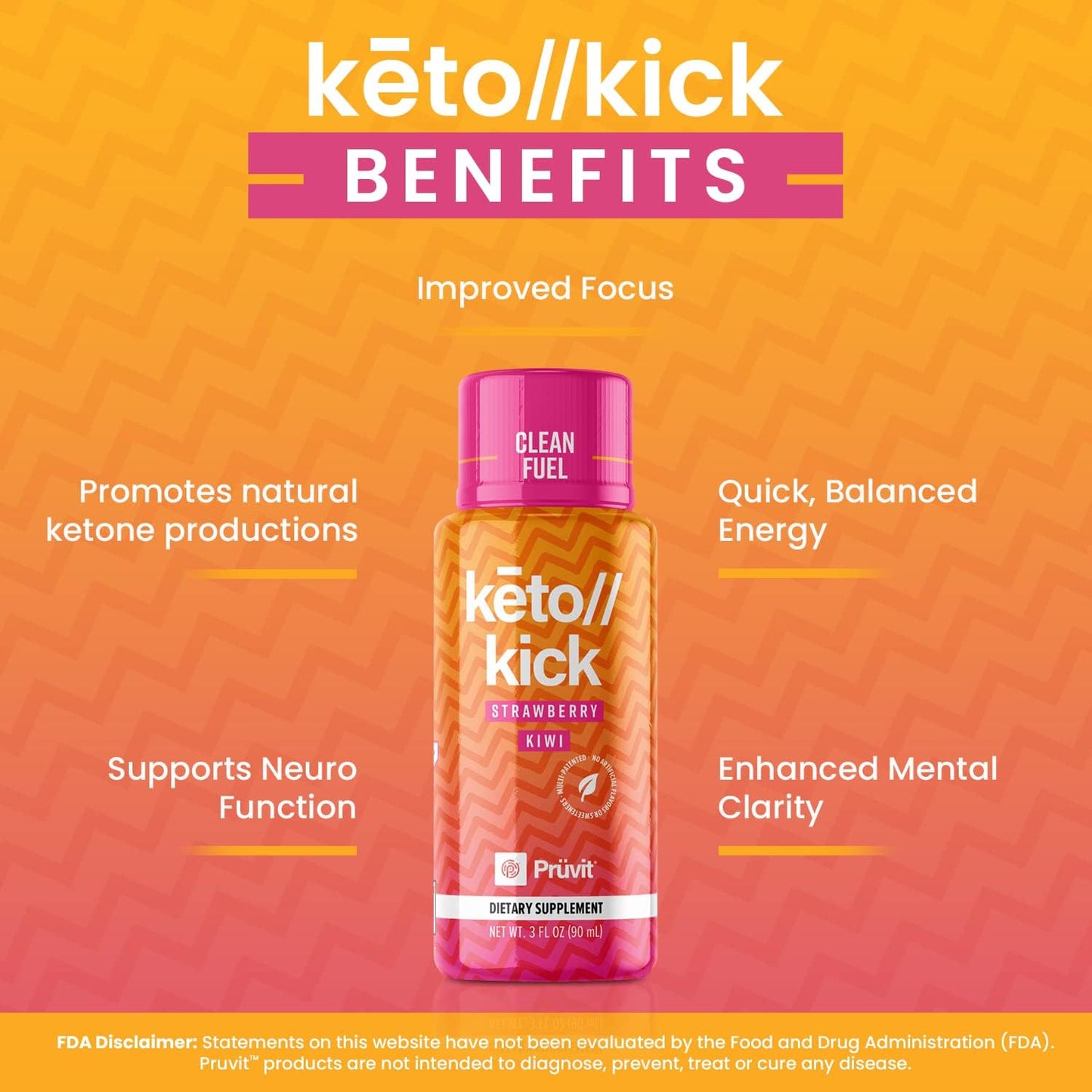 Pruvit Keto Kick Strawberry Kiwi Exogenous Ketones - 6 Packs 90 ml