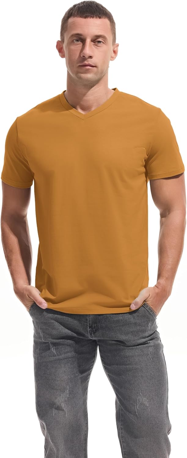 VEIISAR Premium V Neck T Shirts for Men - Modern Fitted Tees Vneck Undershirts