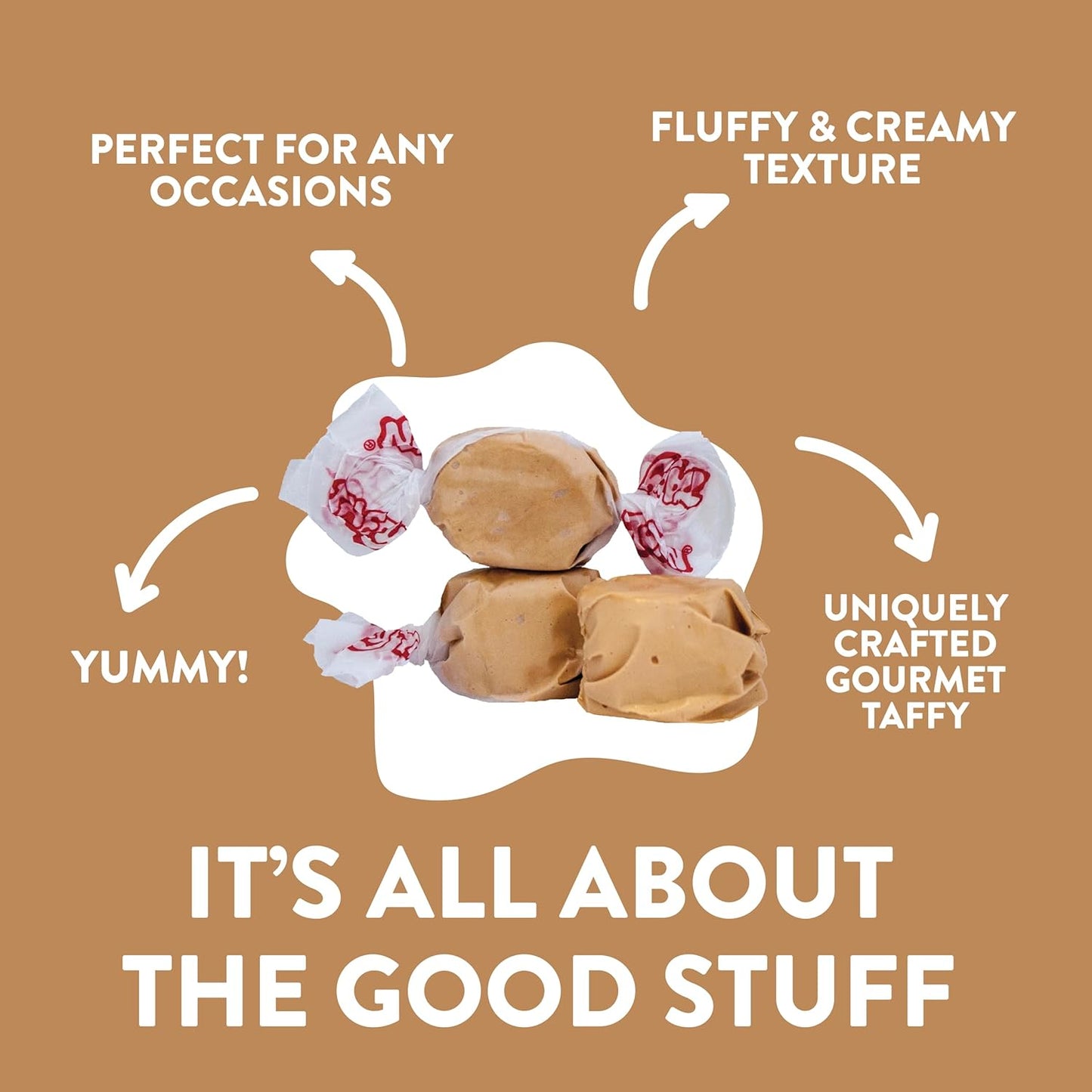 Taffy Town Saltwater Taffy- Maple | Gourmet Taffy| Nougat-Style Candy| Soft & Delicious| Sumer Snack Treats| Party Good Candies| 2.5lbs