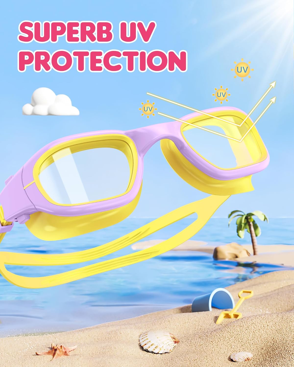 Kids Swim Goggles,Swimming Goggles for Kids 6-14, Anti-Fog UV Protection Pool Glasses for Boys Girls