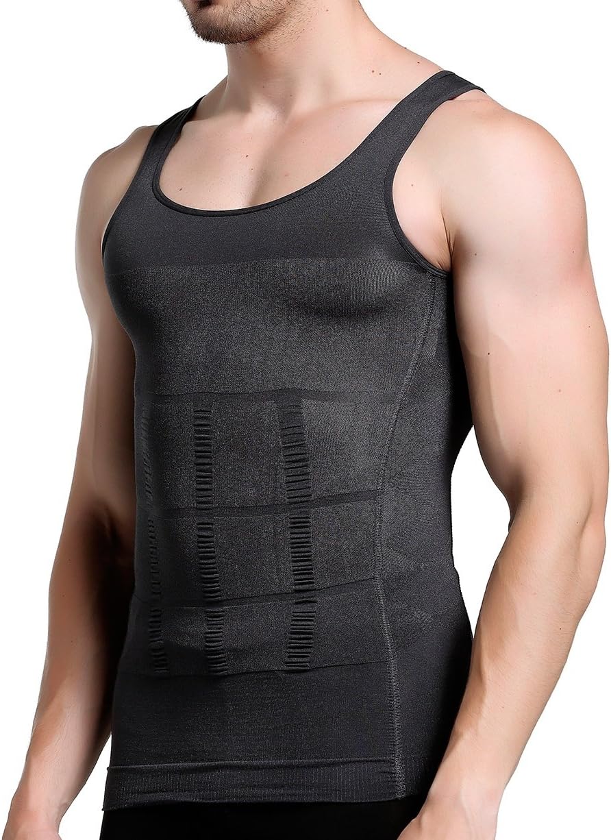 GKVK Mens Slimming Body Shaper Vest Shirt Abs Abdomen Slim