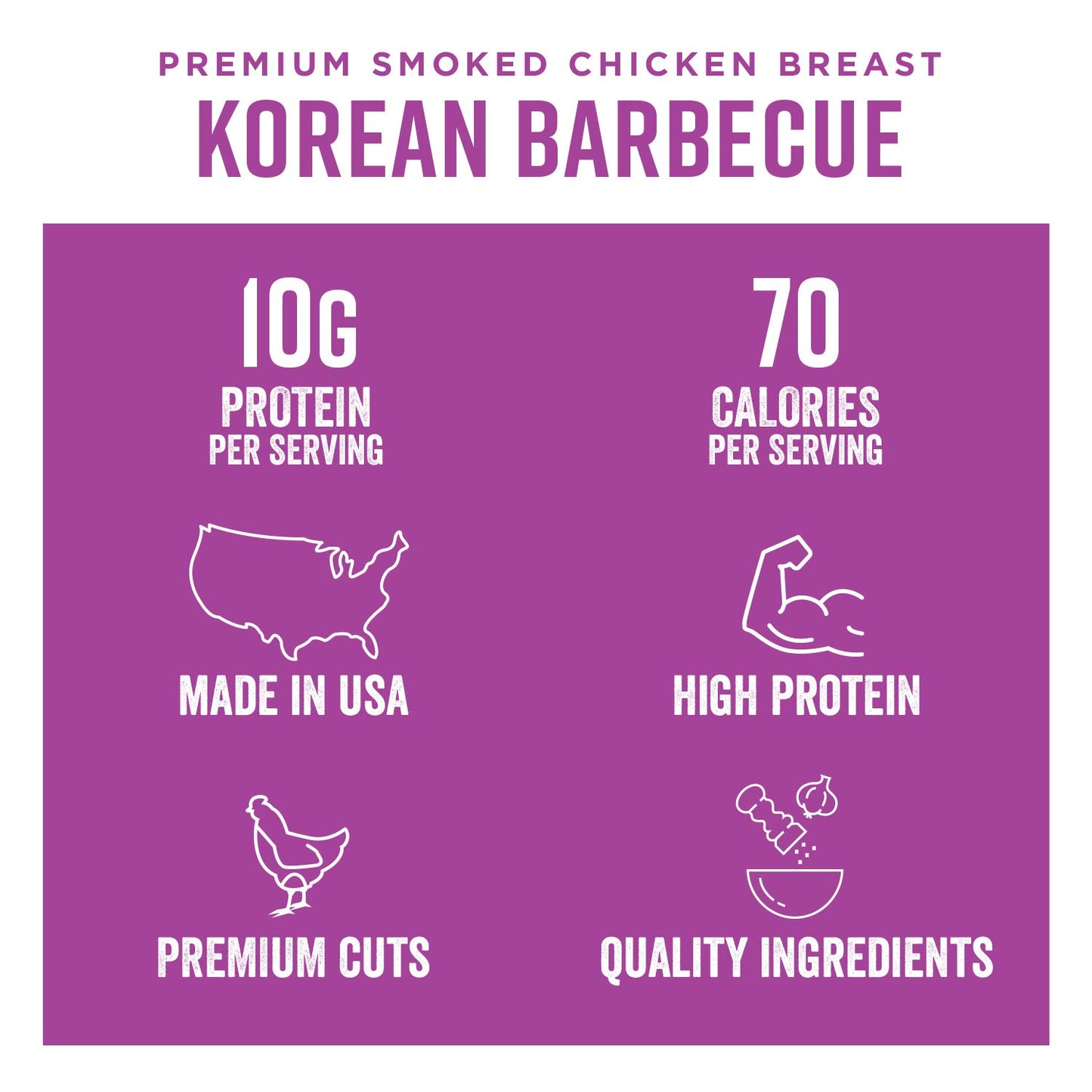 Chef's Cut Chicken Jerky Meat, Korean Barbecue (2.5 Ounce Bags, Pack of 4) - High Protein, 10g Protein, 70 Calories, Gluten-Free, Premium Smoked Chicken Breast, Keto Friendly Snack, Low Carb Snack