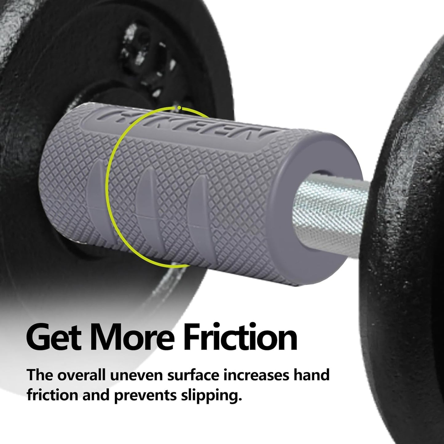 Hikeen Thick Bar Dumbbell Grips,Non Slip Hard Rubber Barbell Grips,Grips for Weight Lifting, Muscle Building-1.77", 2", 2.25" & 2.75" Outer Diameter
