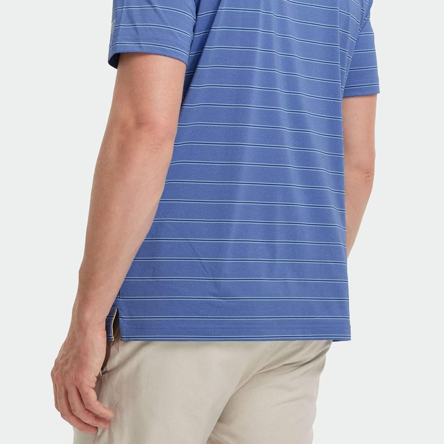 M MAELREG Golf Shirts for Men Moisture Wicking Striped Polo Performance Dry Fit Business Sports Mens Polo Shirts Short Sleeve