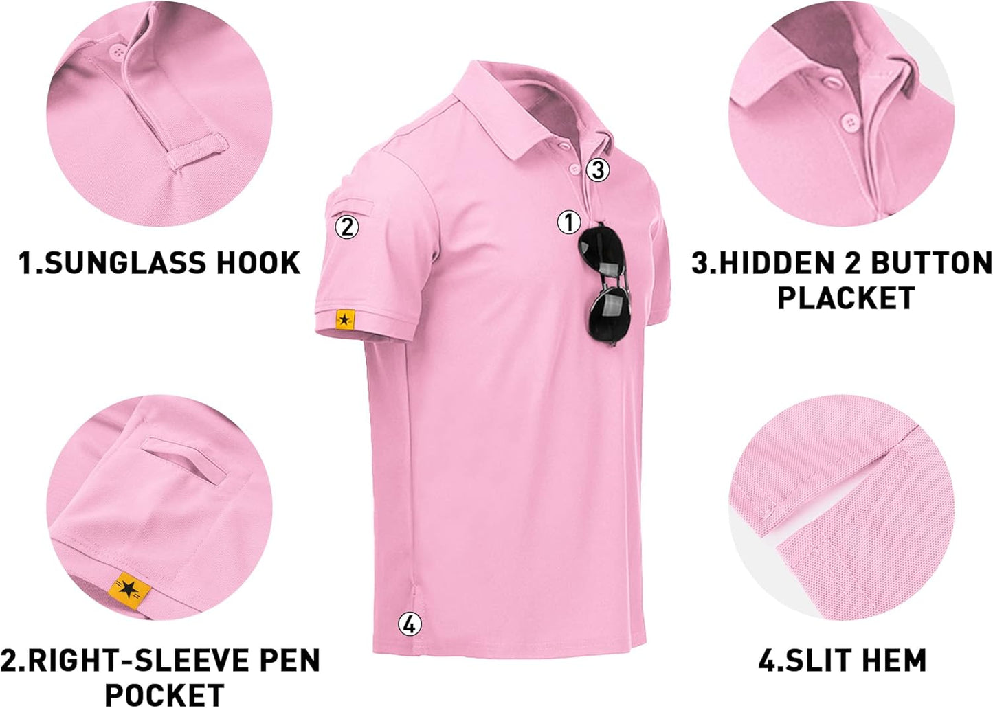 V VALANCH Mens Polo Shirts Short Sleeve Moisture Wicking Golf Polo Athletic Collared Shirt Tennis T-Shirt Tops