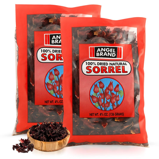 Angel Brand Dried Sorrel Hibiscus Flowers 4.5 oz Pouch Pack of 2 - Discover Rich Flavor & Aroma of Healthful Delights with Hibiscus Tea Loose Leaf - Enjoy Nutritious Beverages to Elevate Health