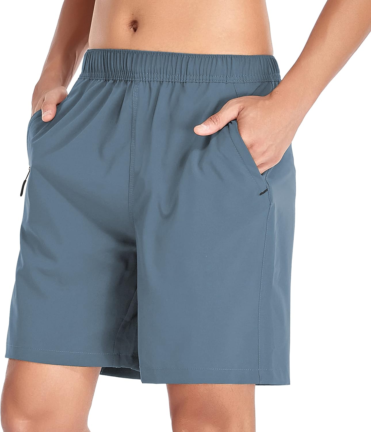 Men's Gym Shorts Sports Quick Dry Workout Running or Casual Training Short with Zipper Pockets