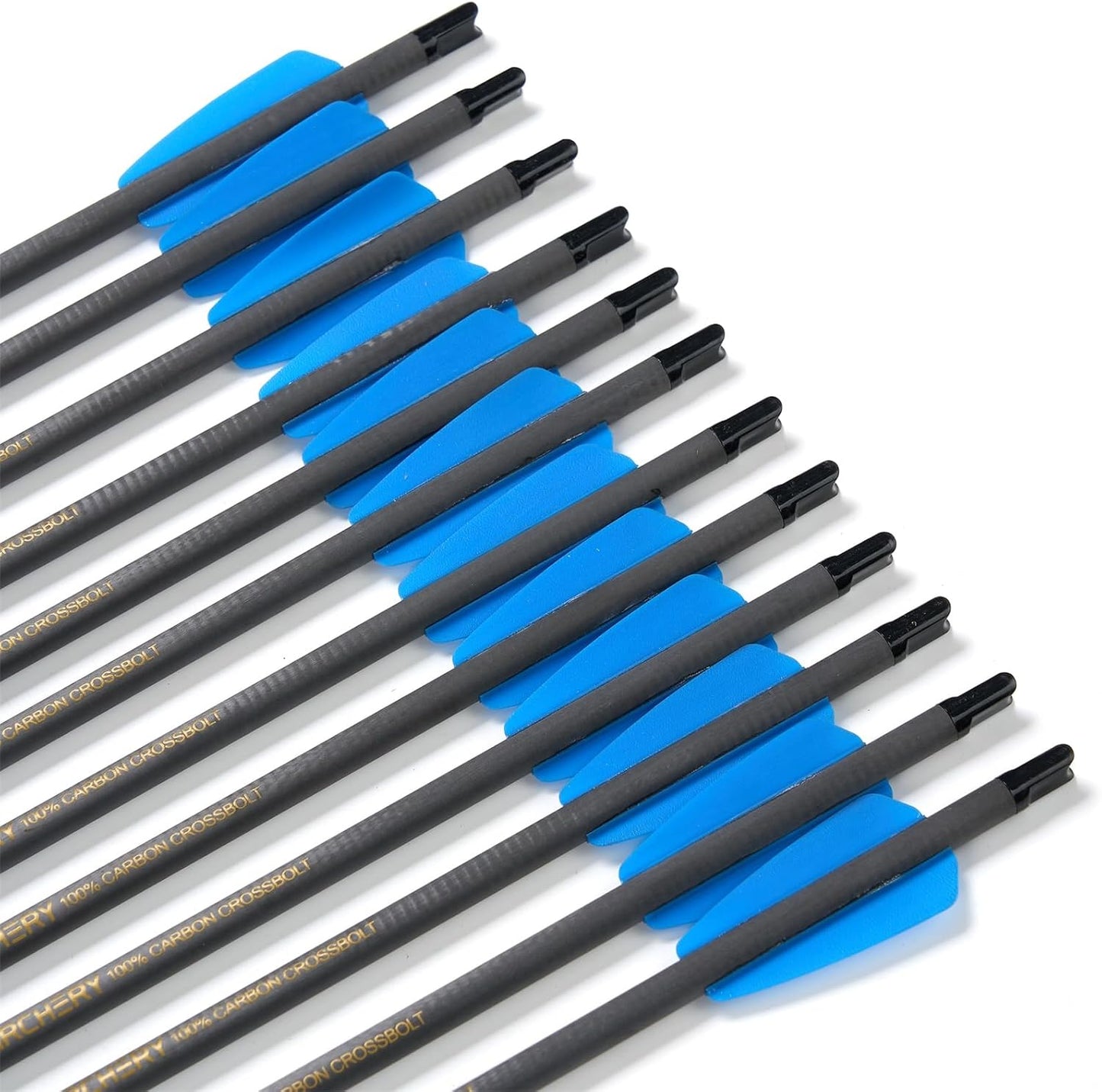 Crossbow Bolts 15 Inch Archery Carbon Crossbow Arrows with Moon Nocks Hunting Archery Arrows（12pcs