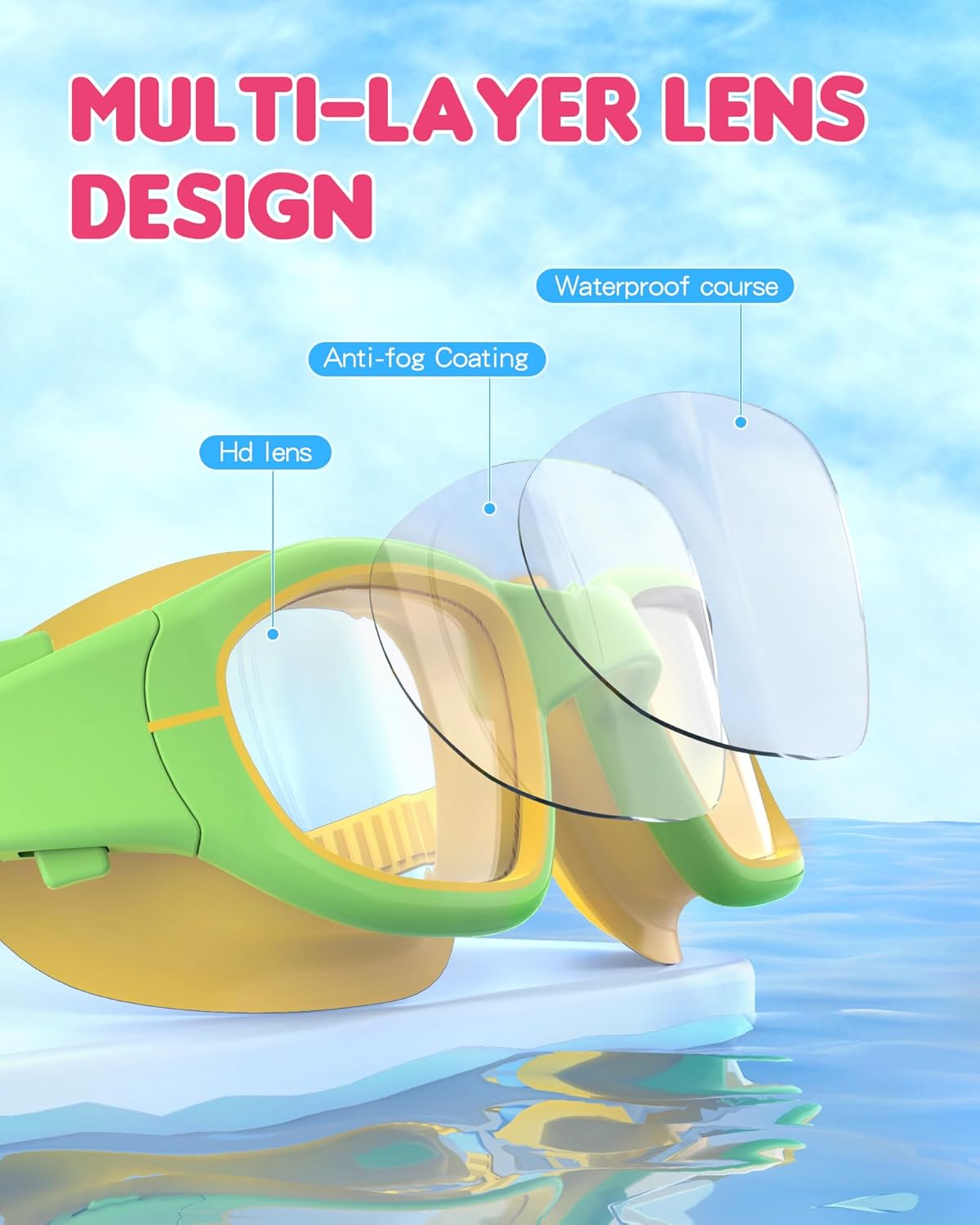 Kids Swim Goggles,Swimming Goggles for Kids 6-14, Anti-Fog UV Protection Pool Glasses for Boys Girls