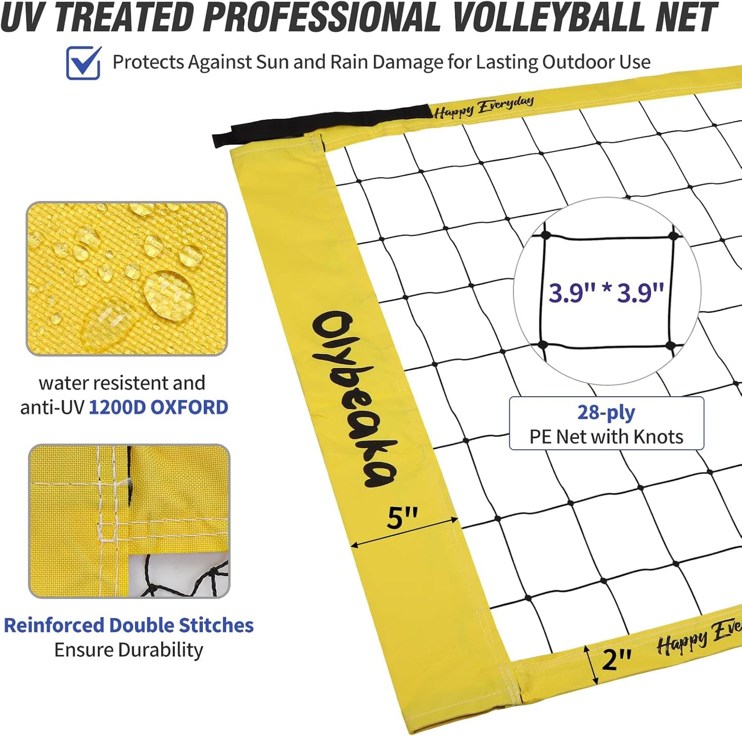 Portable Outdoor Volleyball Net Set System for Backyard Beach with Heavy Duty Poles, Durable Net, PU Volleyball & Pump, Carry Bag