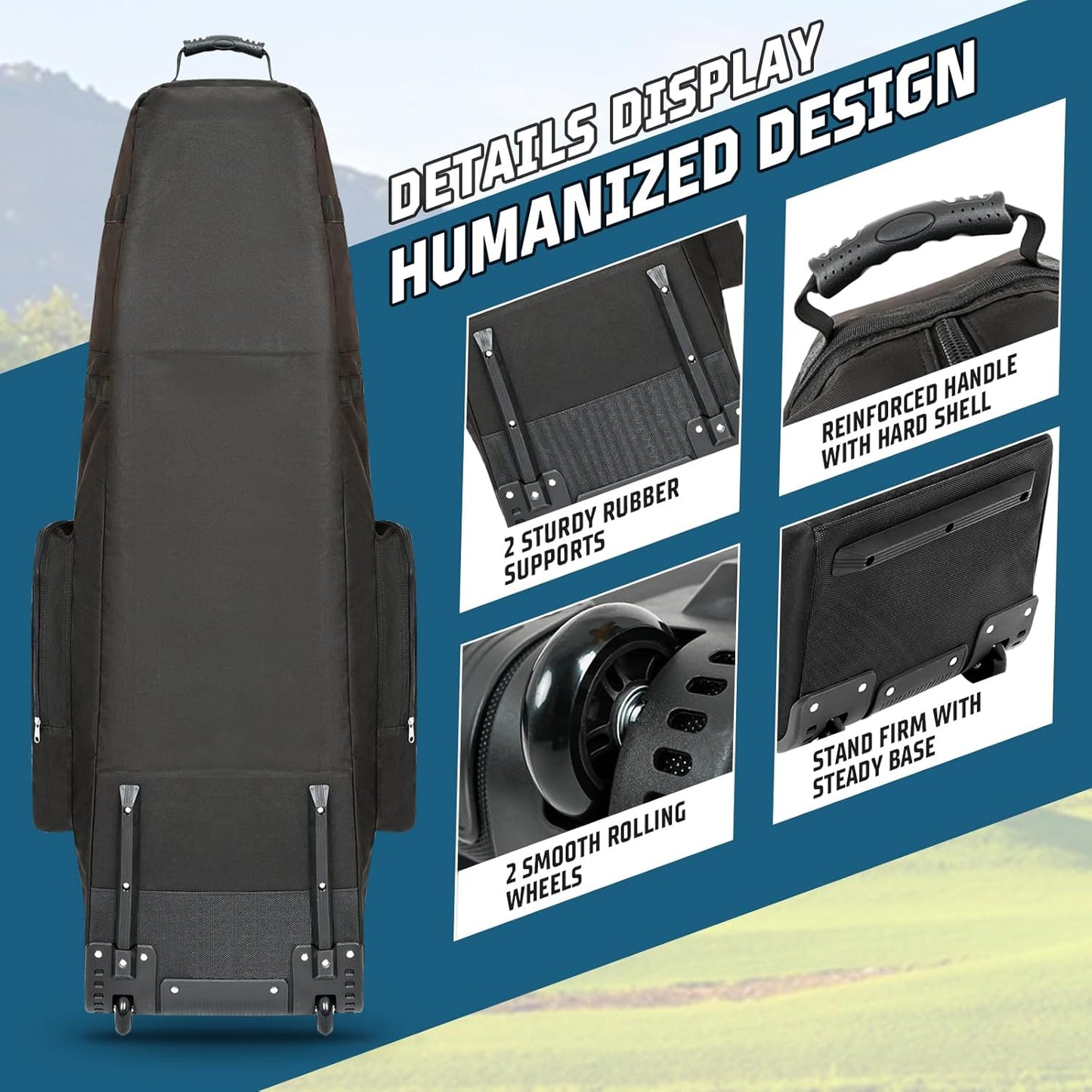 Golf Travel Bag with Wheels, Portable Golf Club Travel Cover for Airlines, 4 Large Pockets,1200D Heavy Duty Wear-Resistant, Soft Sided Foldable Golf Travel Case for Easy Storage