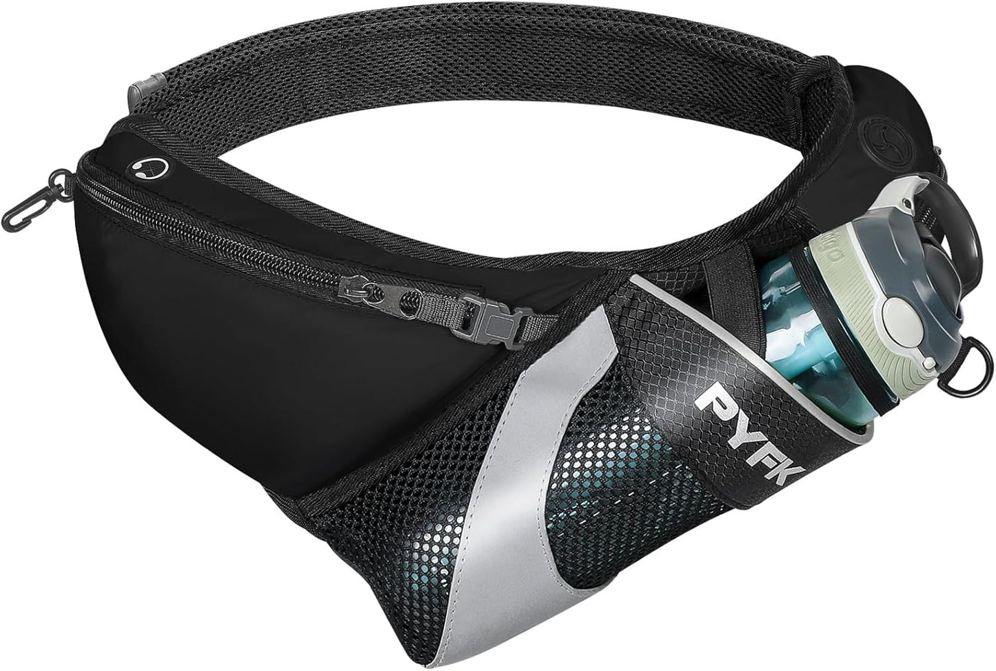 PYFK Running Belt Hydration Waist Pack with Water Bottle Holder for Men Women Waist Pouch Fanny Bag Reflective