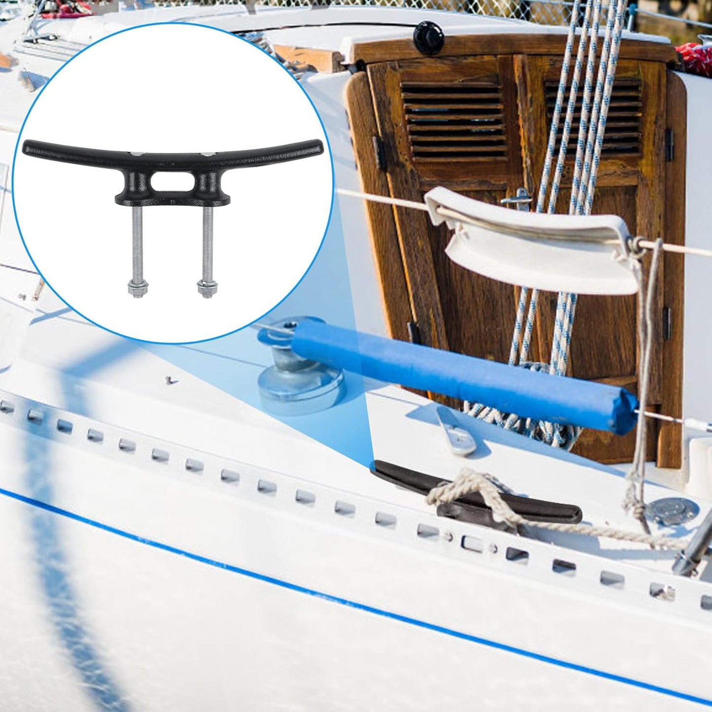 Dock Cleats 6/8/10 inch With Hardware,Electrophoretic Coated Black Boat Cleat Dock Boat Cleats,Rope Cleat Boat Dock Cleats Ideal for Boat Docks, Decks, Piers for Tying up Boats (2,4,6,8,12 Pack)