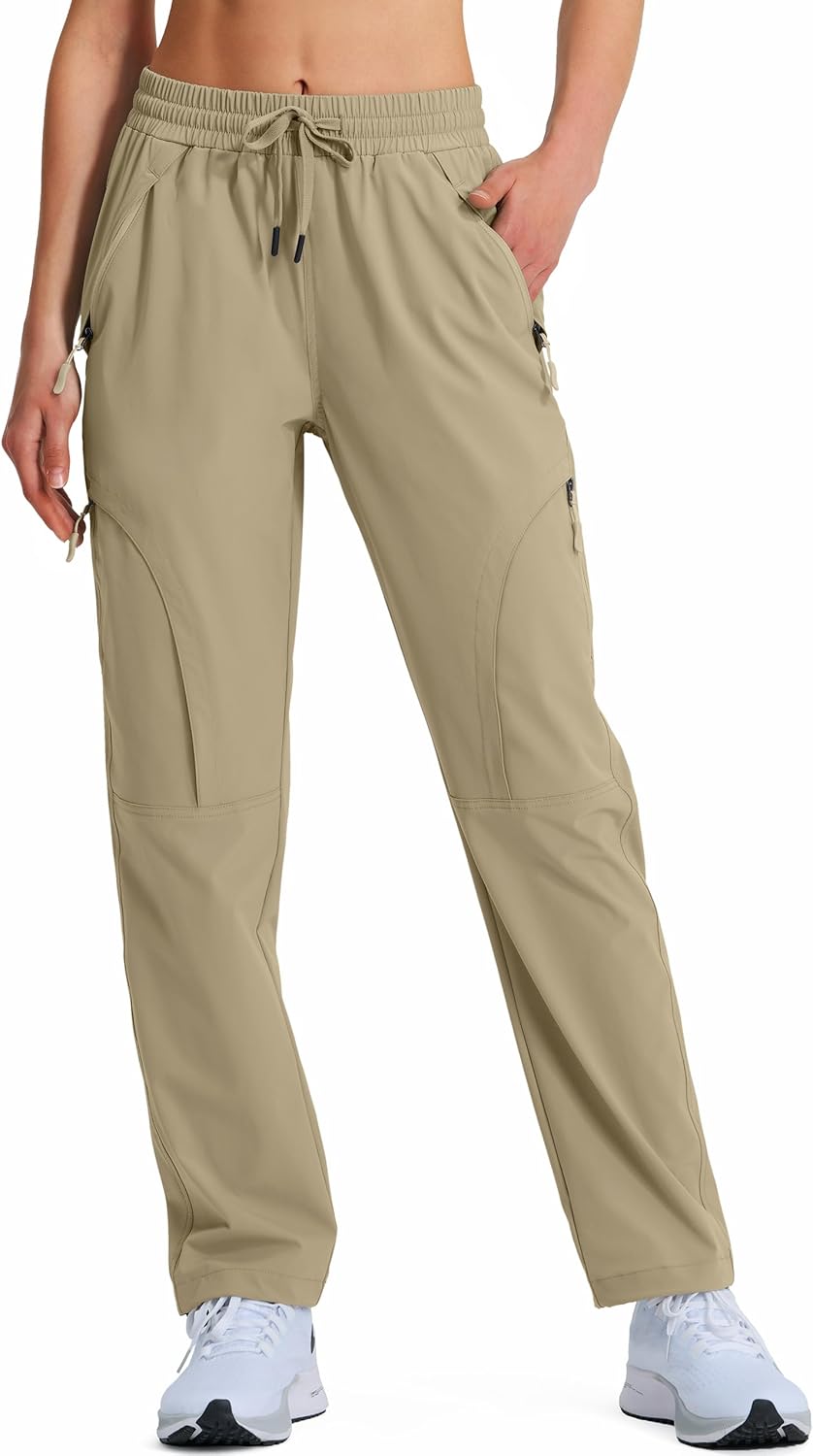 Women's Hiking Pants Quick Dry Lightweight Cargo Pants UPF 50 Water Resistant Zipper Pockets for Golf Travel Work Camping