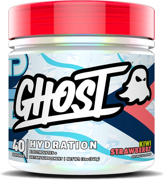 GHOST Hydration, Kiwi Strawberry, 40 Serv, Electrolyte Powder - Drink Mix Supplement with Magnesium, Potassium, Calcium, Vitamin C & Taurine for Energy & Endurance - Vegan, Free of Soy, Sugar & Gluten