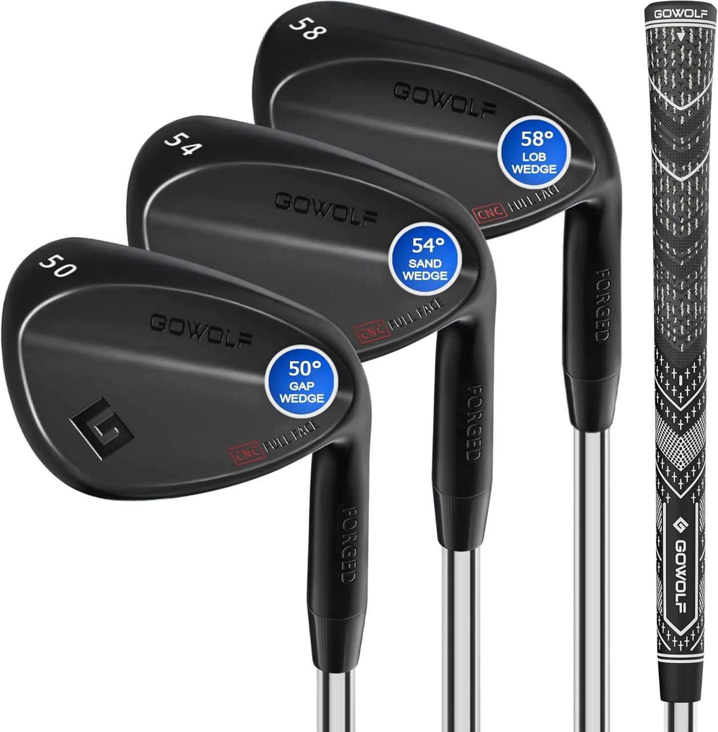 Gowolf Forged Golf Wedges 50/52/54/56/58/60/69 Degree Single or Sets for Men, Right Hand Premium Full Face Gap Wedge Sand Wedge Lob Wedge Golf Club, Great Golf Gifts - CNC Milled Face for More Spin