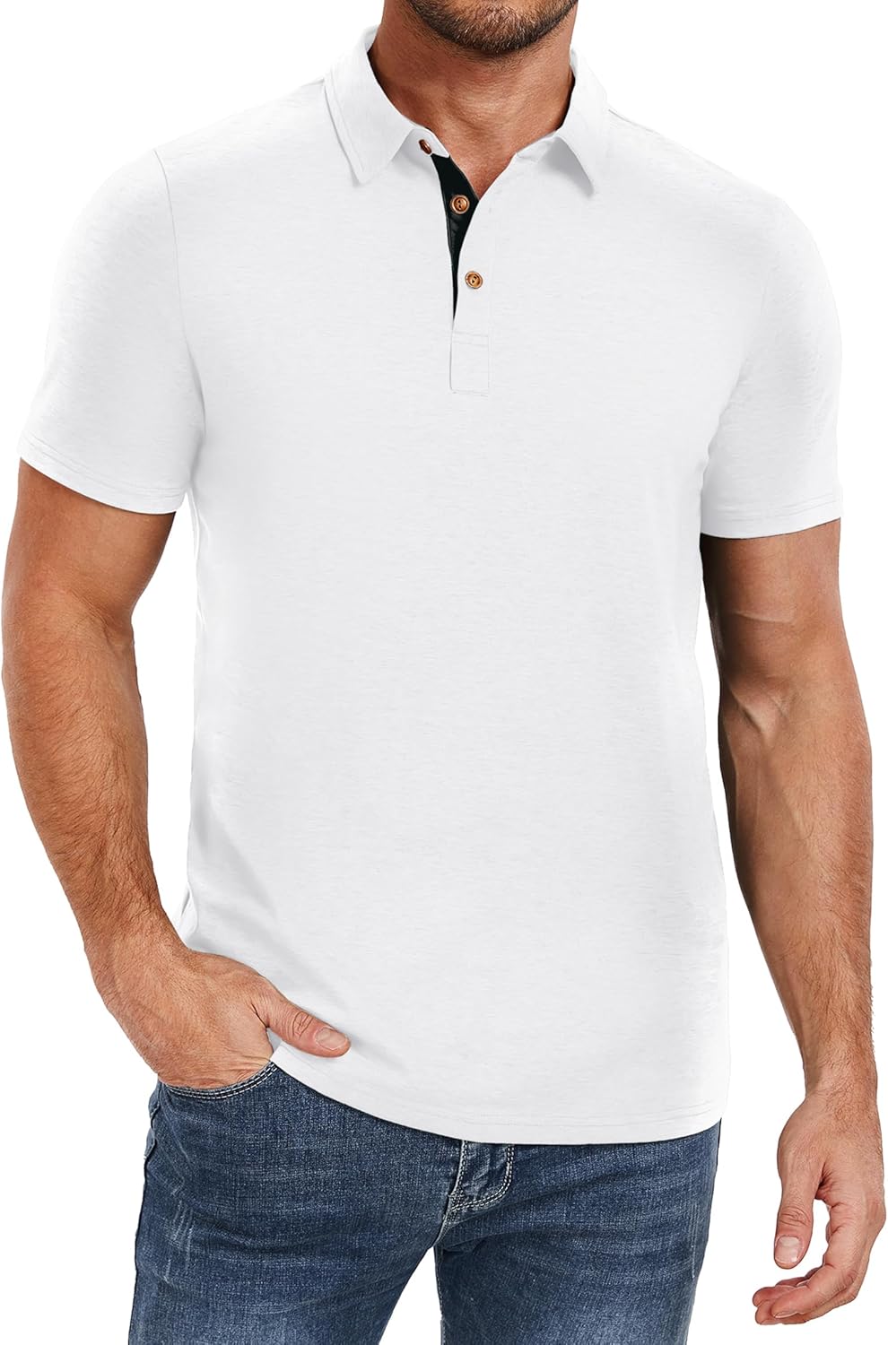 PEGENO Mens Polo Shirts Short Sleeve Casual Cotton Golf Shirts Performance Polo Shirts for Men