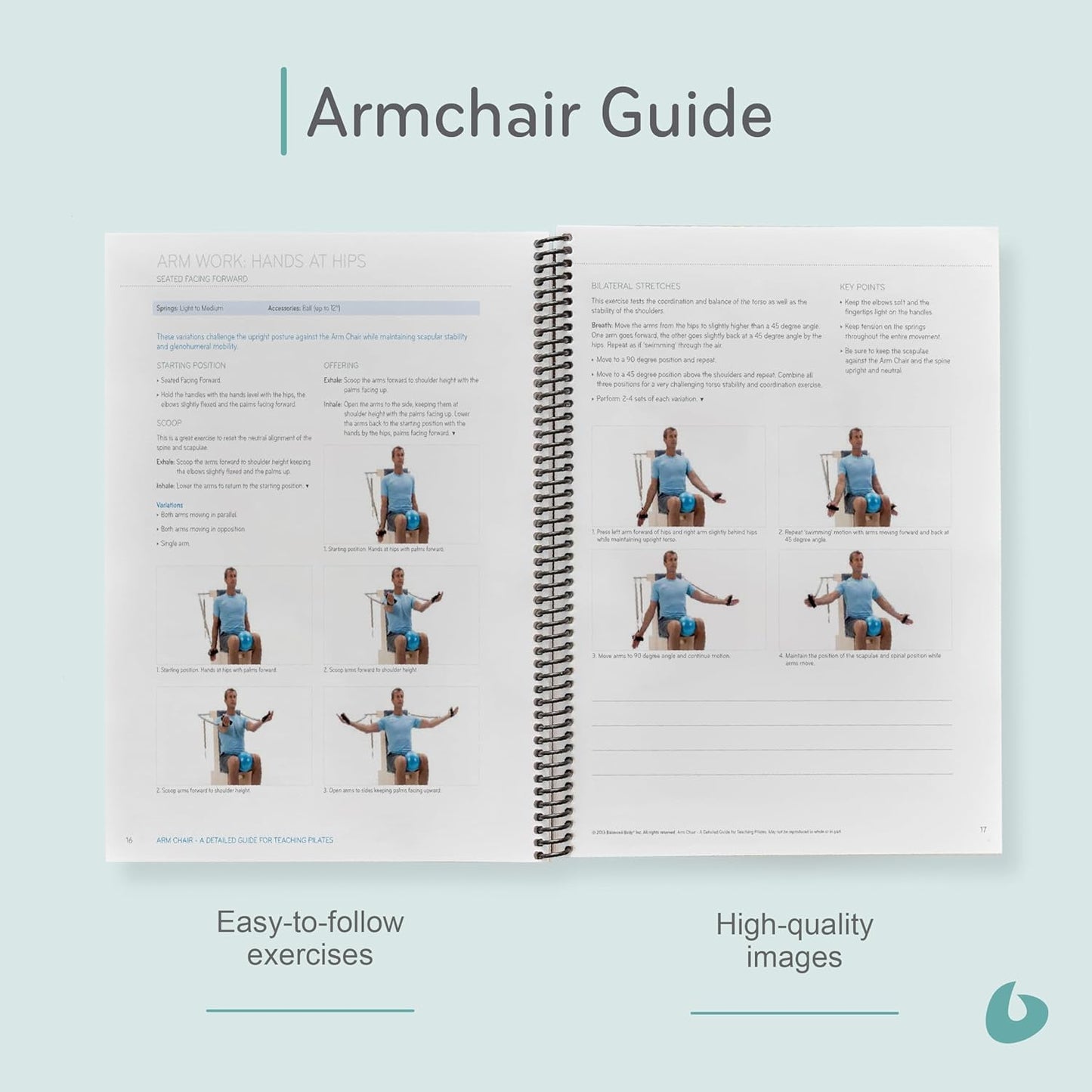 Balanced Body Arm Chair Guide, Pilates Arm Chair Guide for Workout Equipment, for Home Gym or Studio Use