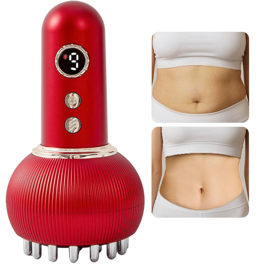 Lymphatic Drainage Massager & Anti Cellulite Massage Tool, Helps Reduce Stretch Marks & Cellulite, for Legs, Arms & Belly, Body Sculpting Machine with Microcurrent, Light, Heat & Vibration,Red